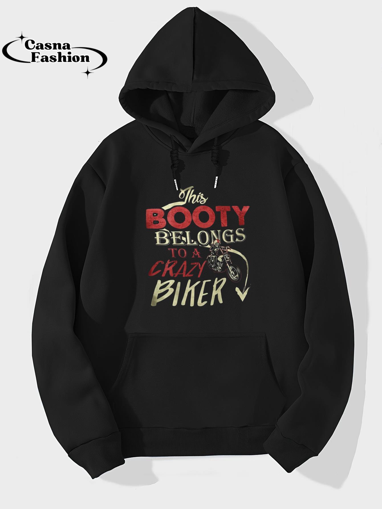 casnafashion_Hoodie_This Booty Belongs To A Crazy Biker Funny Biker T-Shirt_hoodie_black hoodie