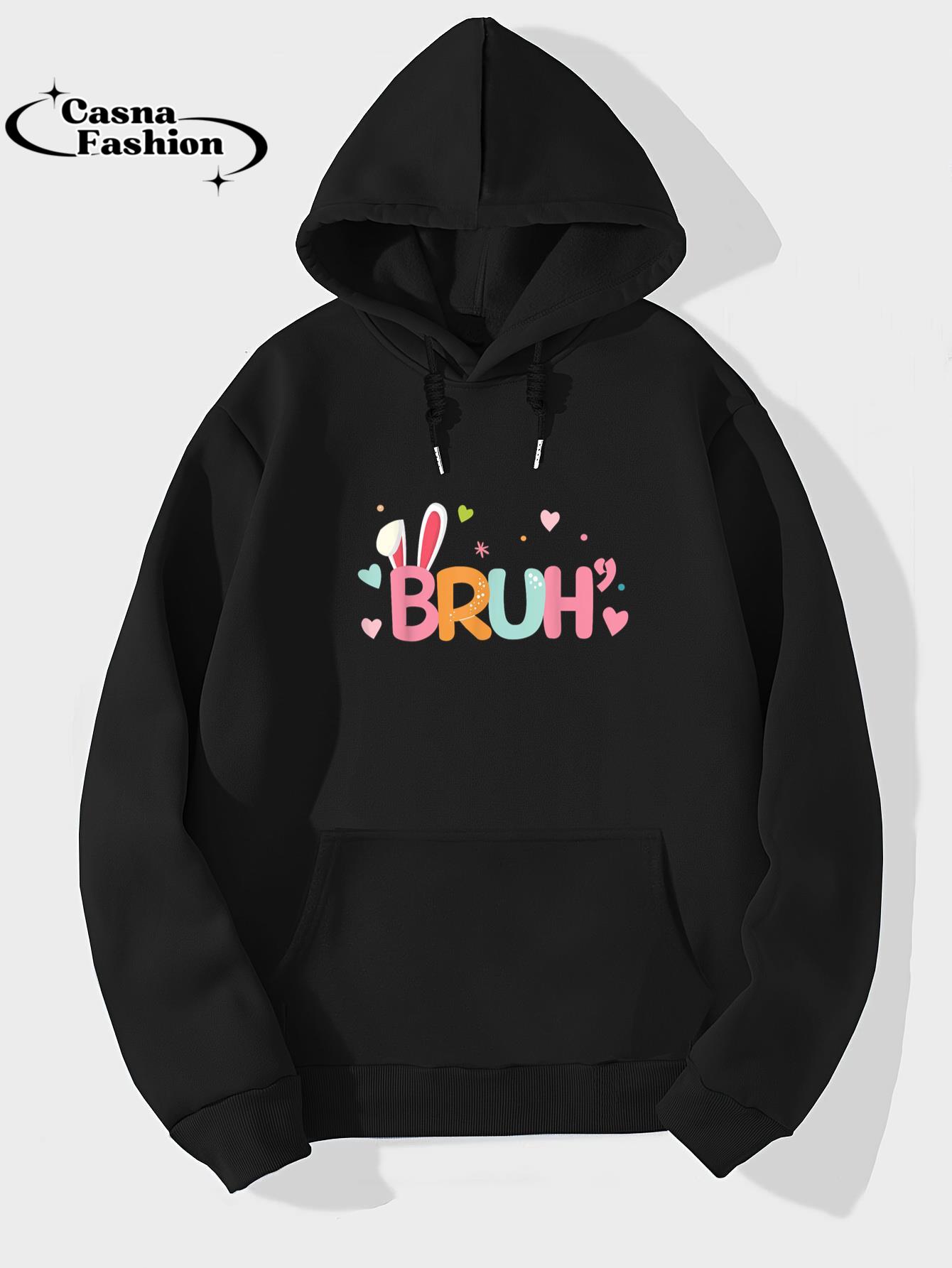 casnafashion_Hoodie_Trendy Bruh Easter Day Meme Saying Teens Kid Family T-Shirt T-Shirt_hoodie_black hoodie