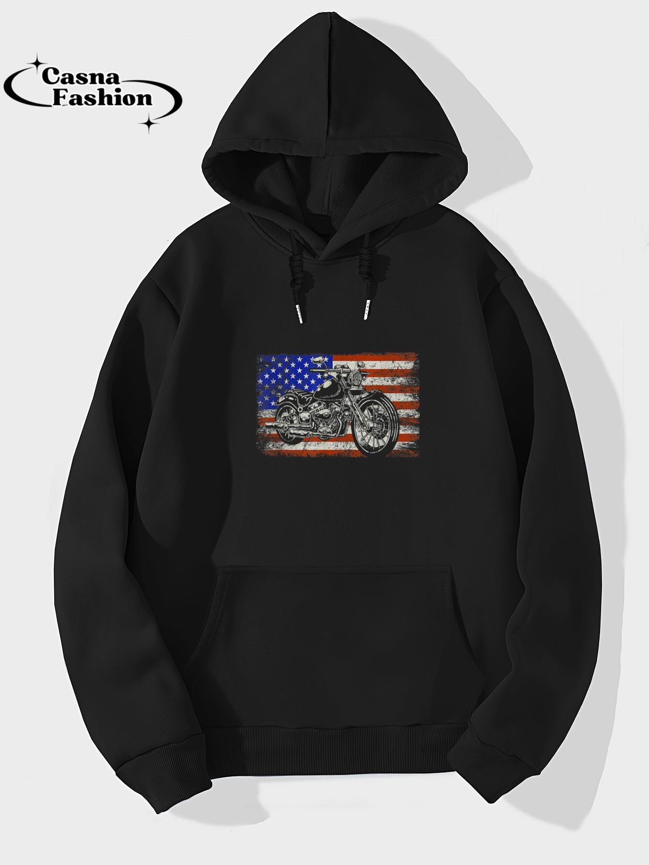 casnafashion_Hoodie_USA Flag American Pride Motorcycle Riding Biking Gift Biker T-Shirt_hoodie_black hoodie