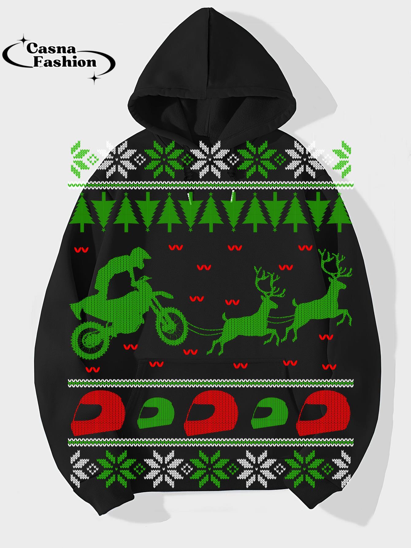 casnafashion_Hoodie_Ugly Christmas Sweater Motocross Biker Gift Sweatshirt_hoodie_black hoodie