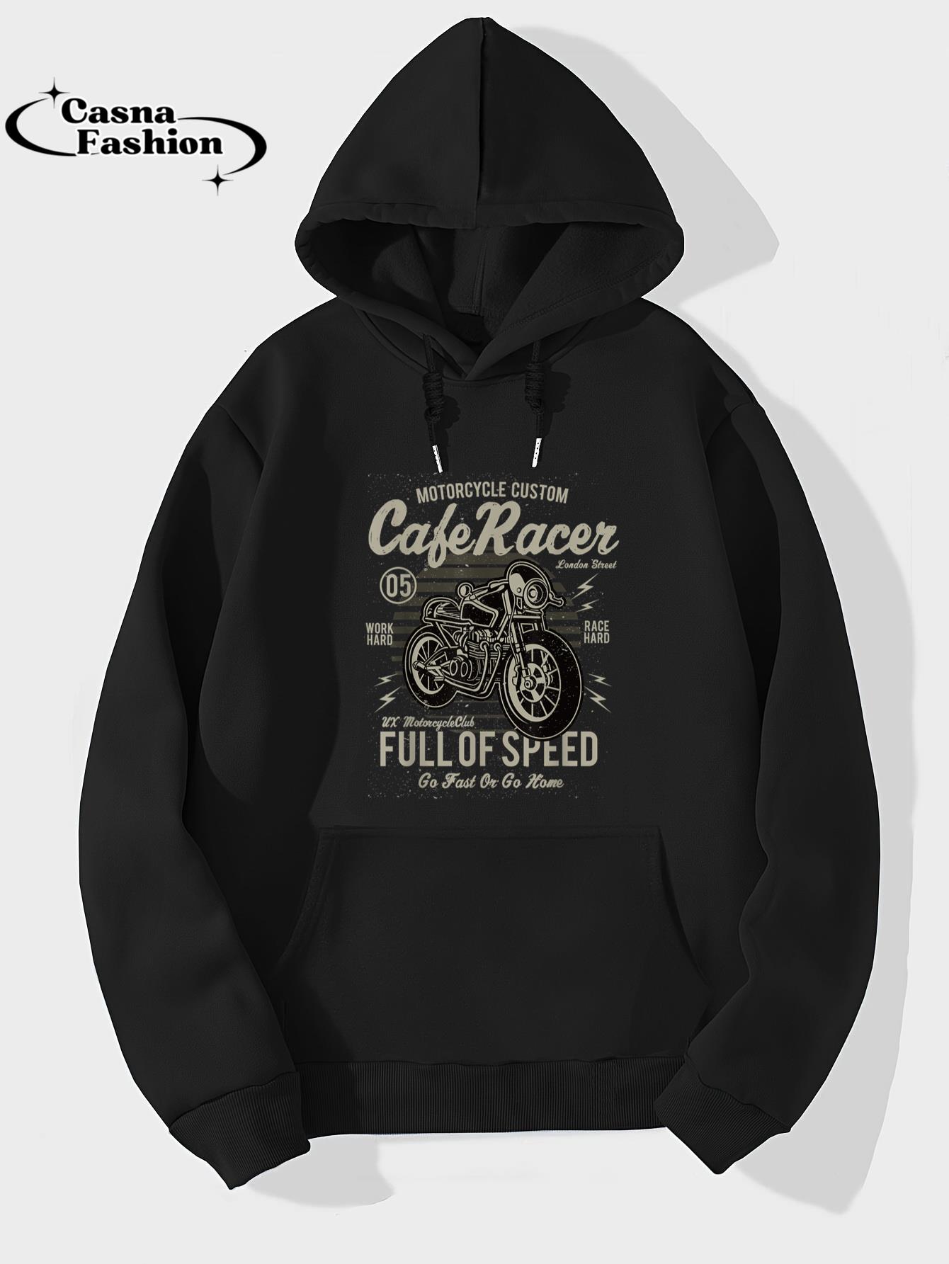 casnafashion_Hoodie_Vintage Motorcycle T Shirt Biker Cafe Racer Full Of Speed T-Shirt_hoodie_black hoodie