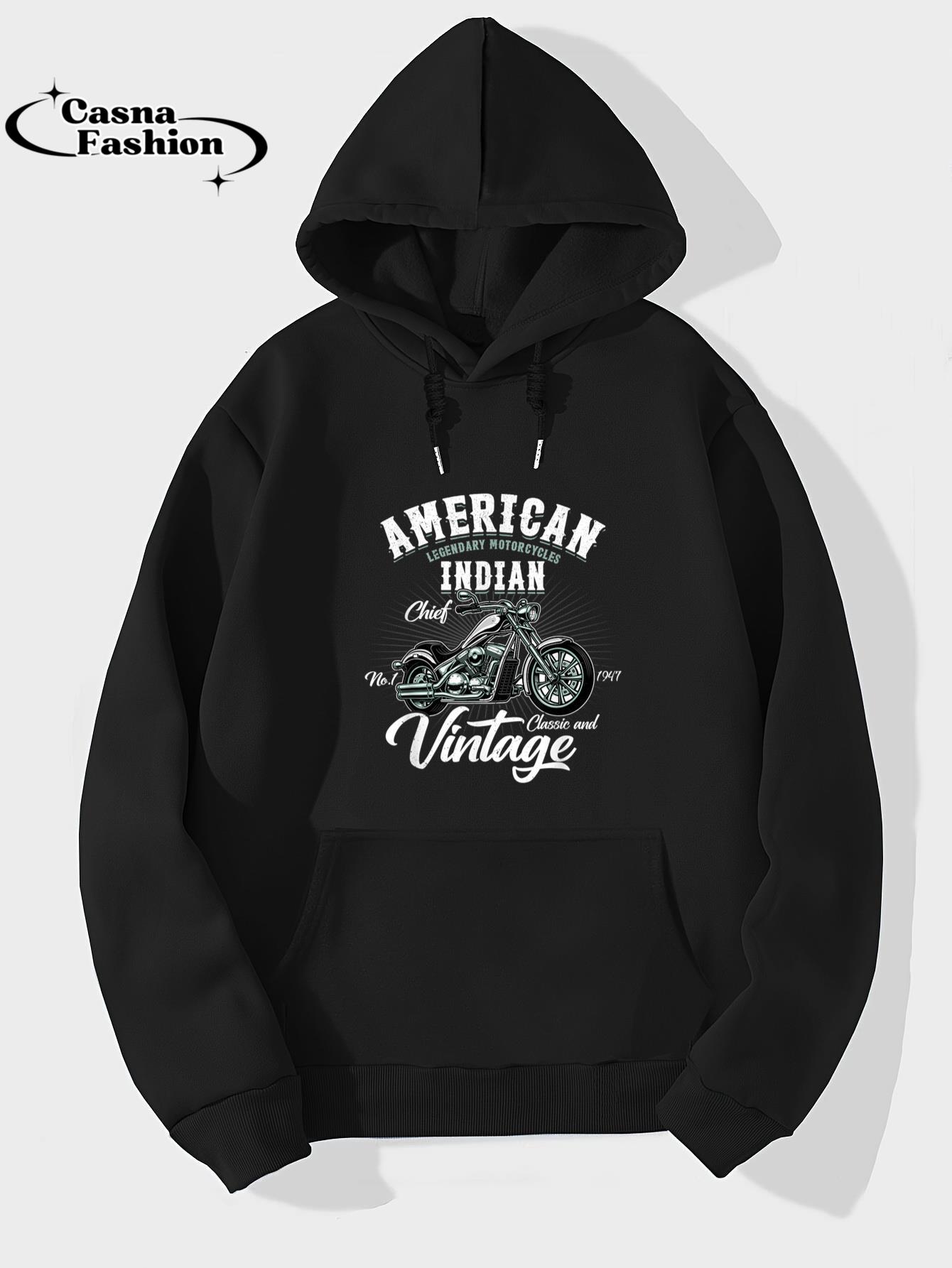 casnafashion_Hoodie_Vintage Retro Old Biker American Motorcycle Indian Motocross T-Shirt_hoodie_black hoodie