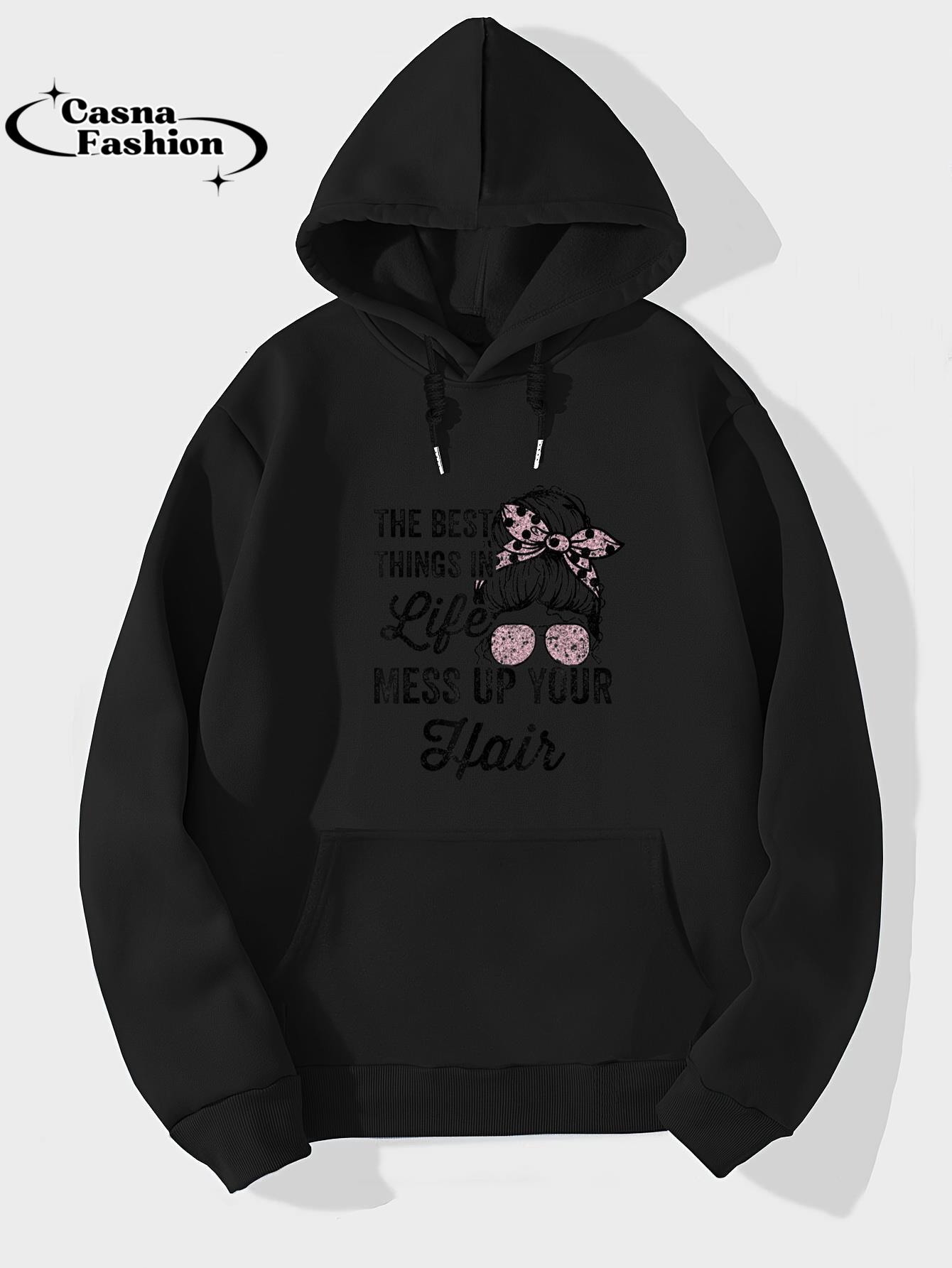 casnafashion_Hoodie_Women Motorcycle The Best Things In Life Mess Up Your Hair T-Shirt_hoodie_black hoodie