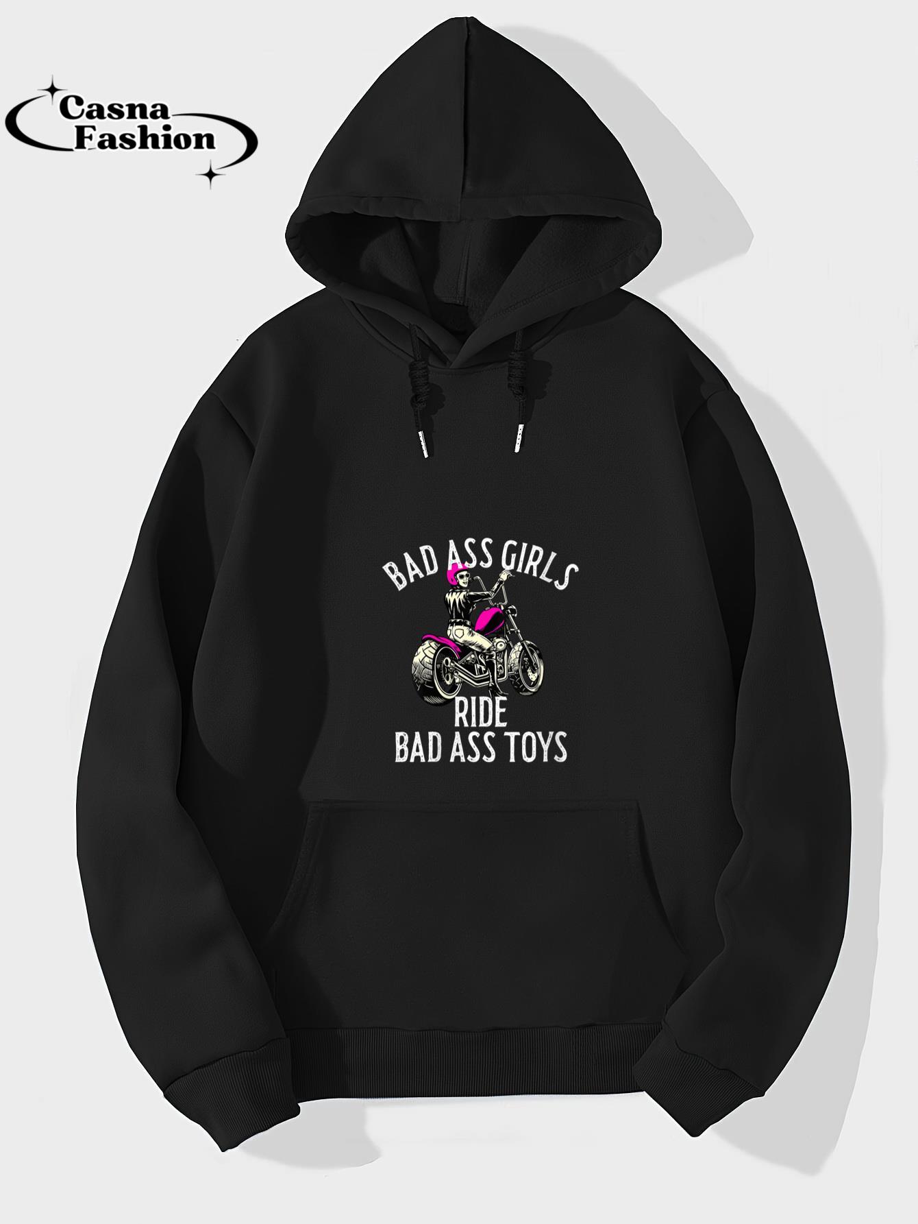 casnafashion_Hoodie_Womens Bad Ass Girls Ride Bad Ass Toys Biker Chick Motorcycle Girl V-Neck T-Shirt_hoodie_black hoodie