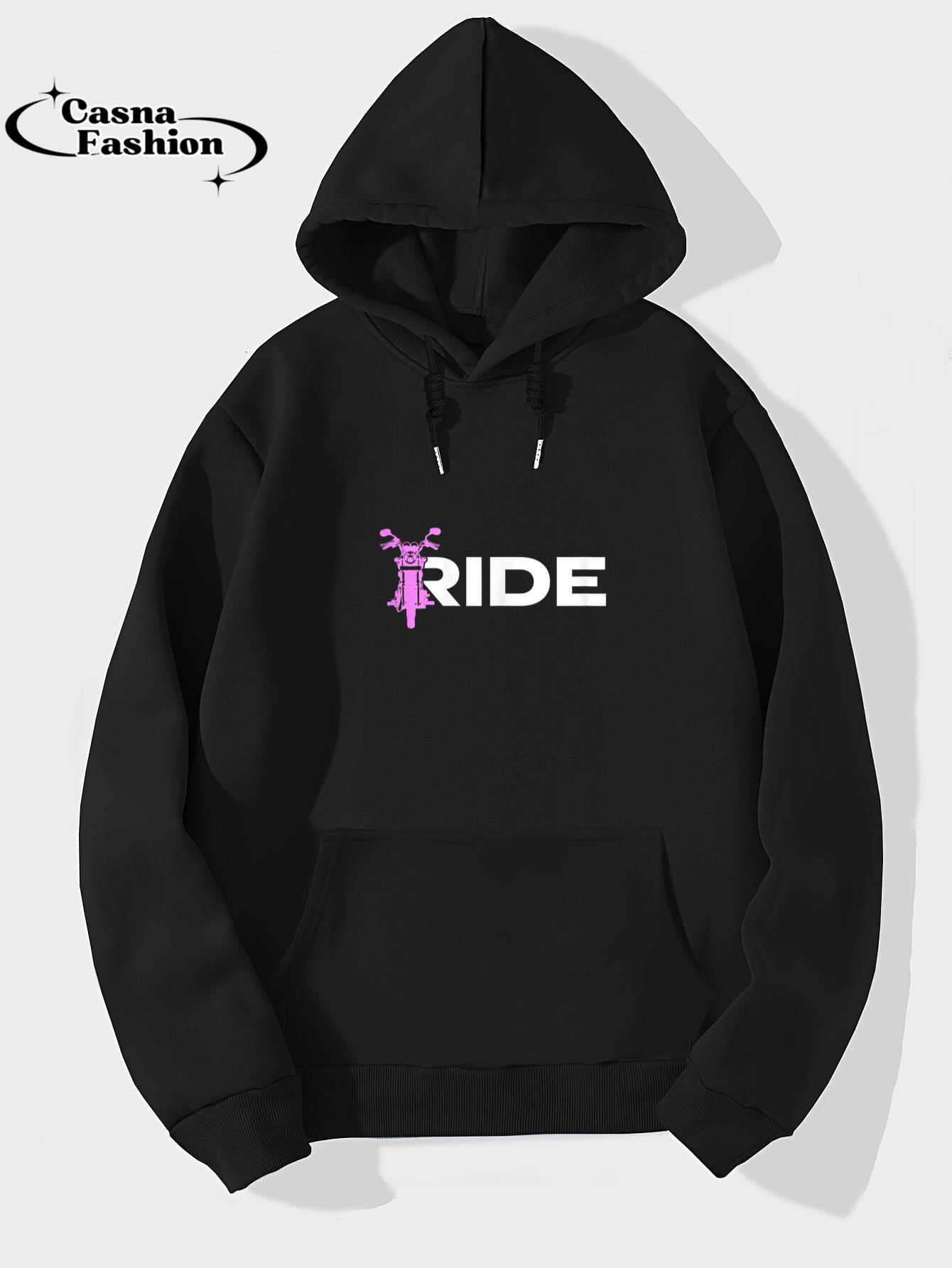 casnafashion_Hoodie_Womens Motorcycle RIDE Motorbike Biker Girl T-Shirt_hoodie_black hoodie