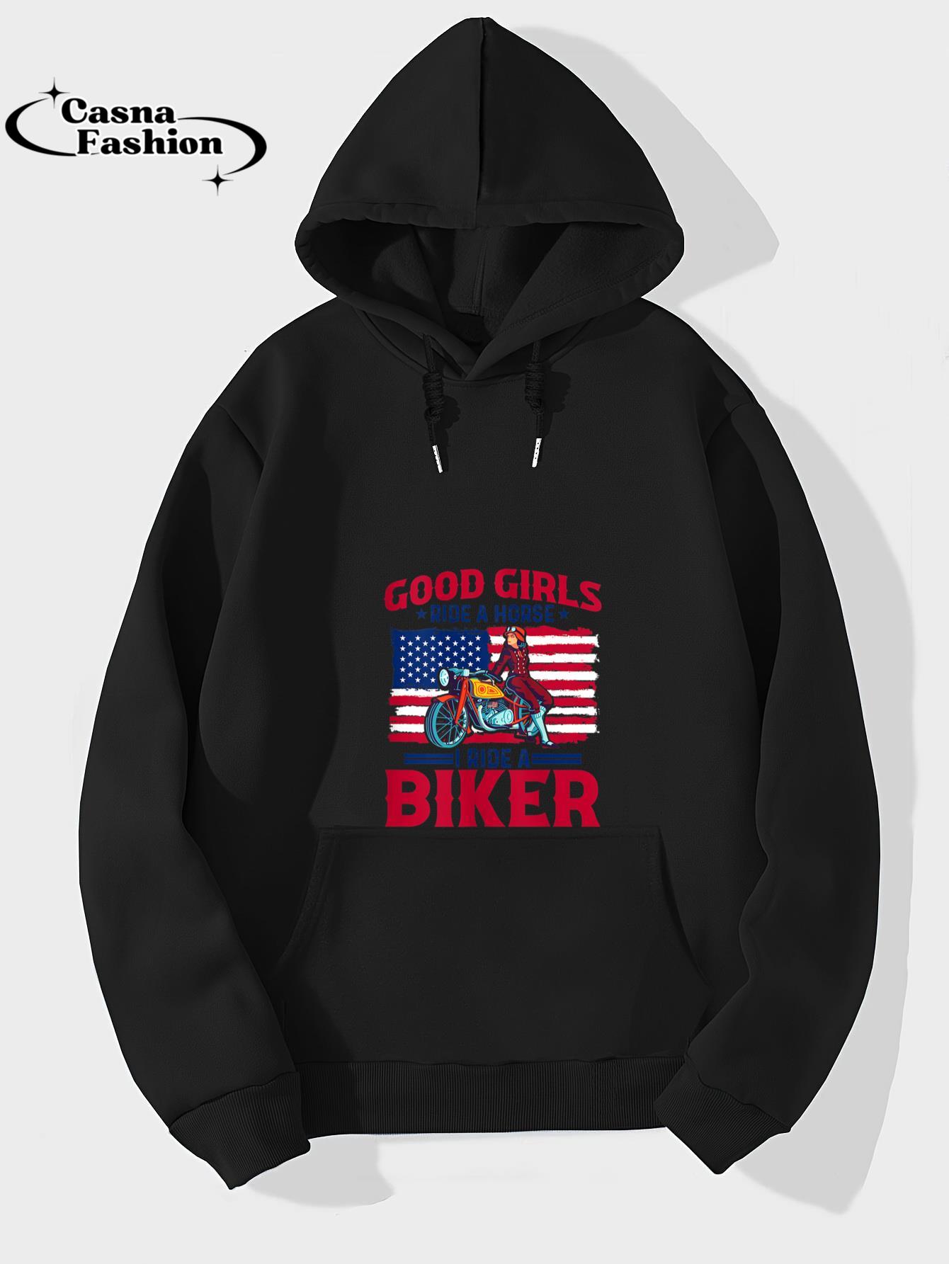 casnafashion_Hoodie_Womens Motorcycle Shirt Women Motorbike Graphic American Flag Biker Tank Top_hoodie_black hoodie