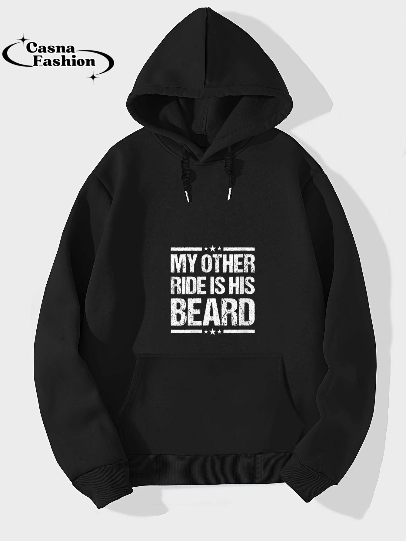 casnafashion_Hoodie_Womens My Other Ride Is His Beard Funny Motorcycle Biker V-Neck T-Shirt_hoodie_black hoodie