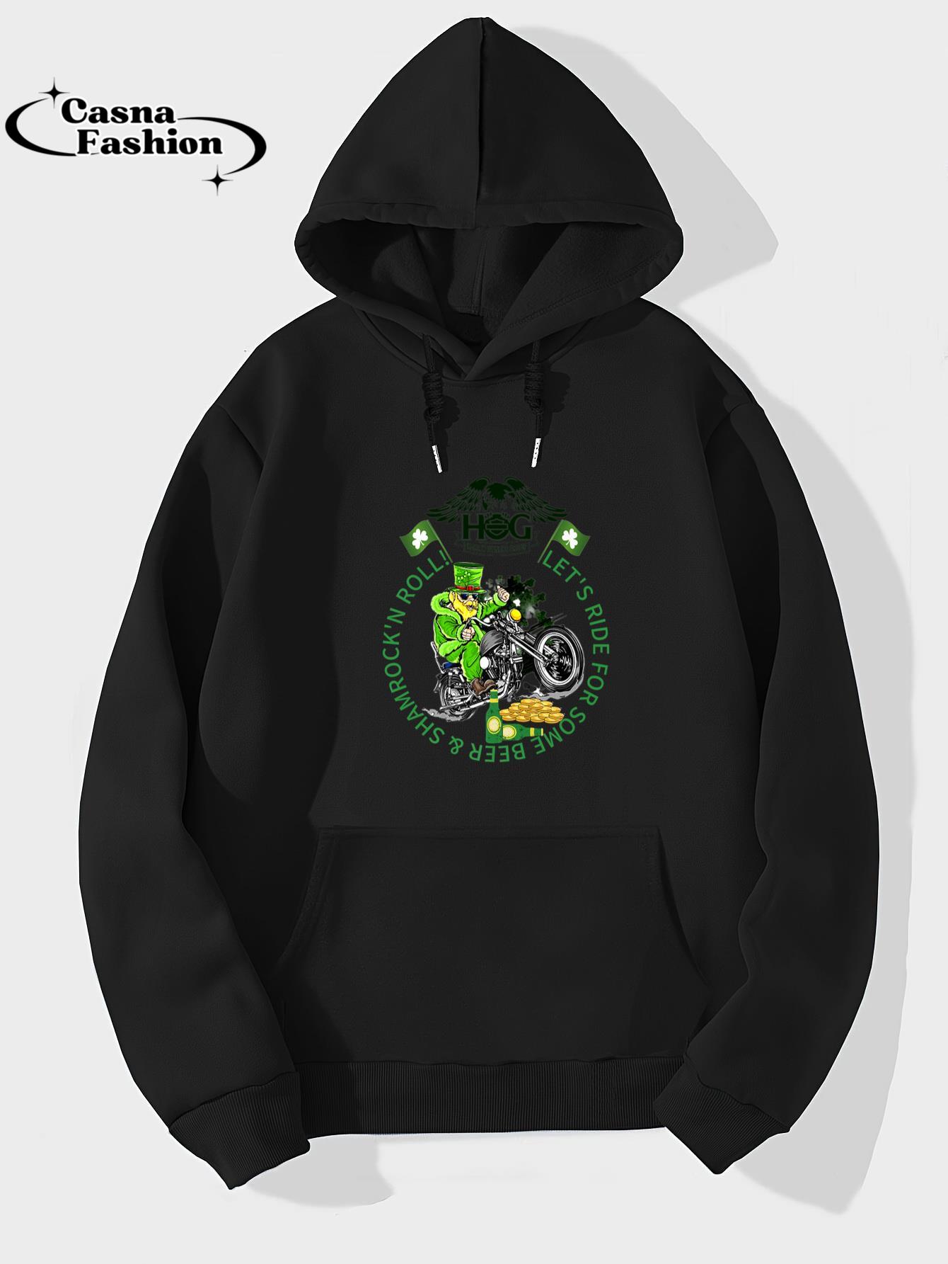 casnafashion_Hoodie_st patrick's day oversized Biker Harley Premium T-Shirt_hoodie_black hoodie