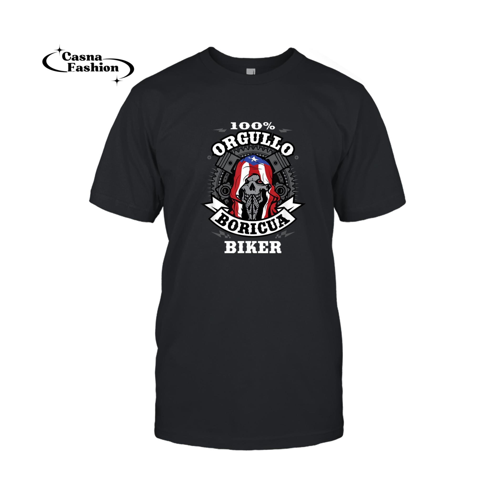 casnafashion_T-shirt_100% Orgullo Boricua ( Puerto Rican Pride ) Biker T-Shirt_T-shirt_Black