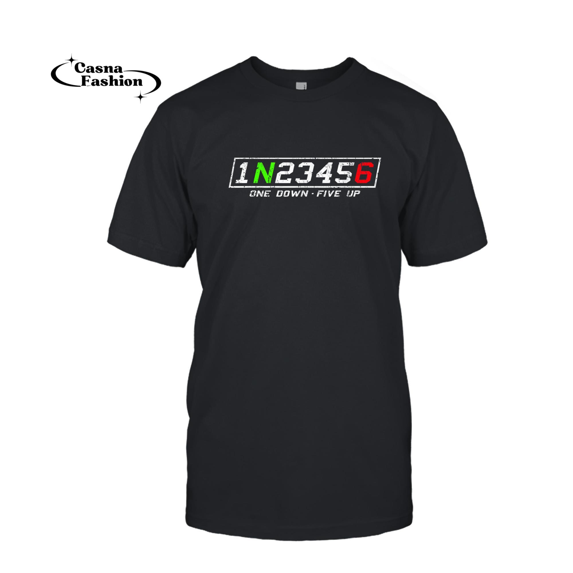 casnafashion_T-shirt_1n23456 Motorcycle Gear Shift Pattern for Biker Motorcyclist T-Shirt_T-shirt_Black