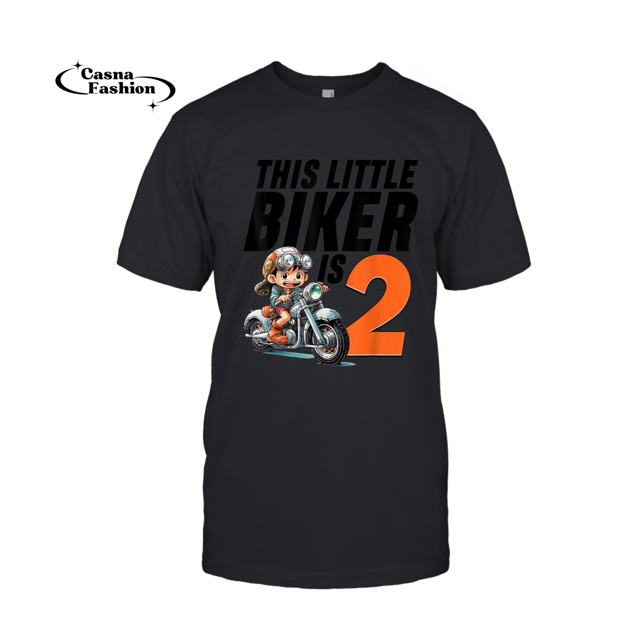 casnafashion_T-shirt_2nd Birthday Boys Motorcycle Biker 2 Year Old T-Shirt_T-shirt_Black