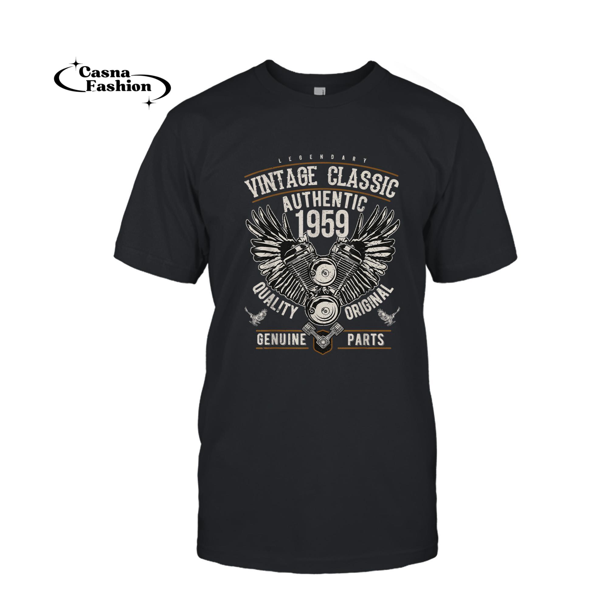 casnafashion_T-shirt_60th Birthday Gifts Biker T Shirt Motorcycle Dad Papa 1959_T-shirt_Black