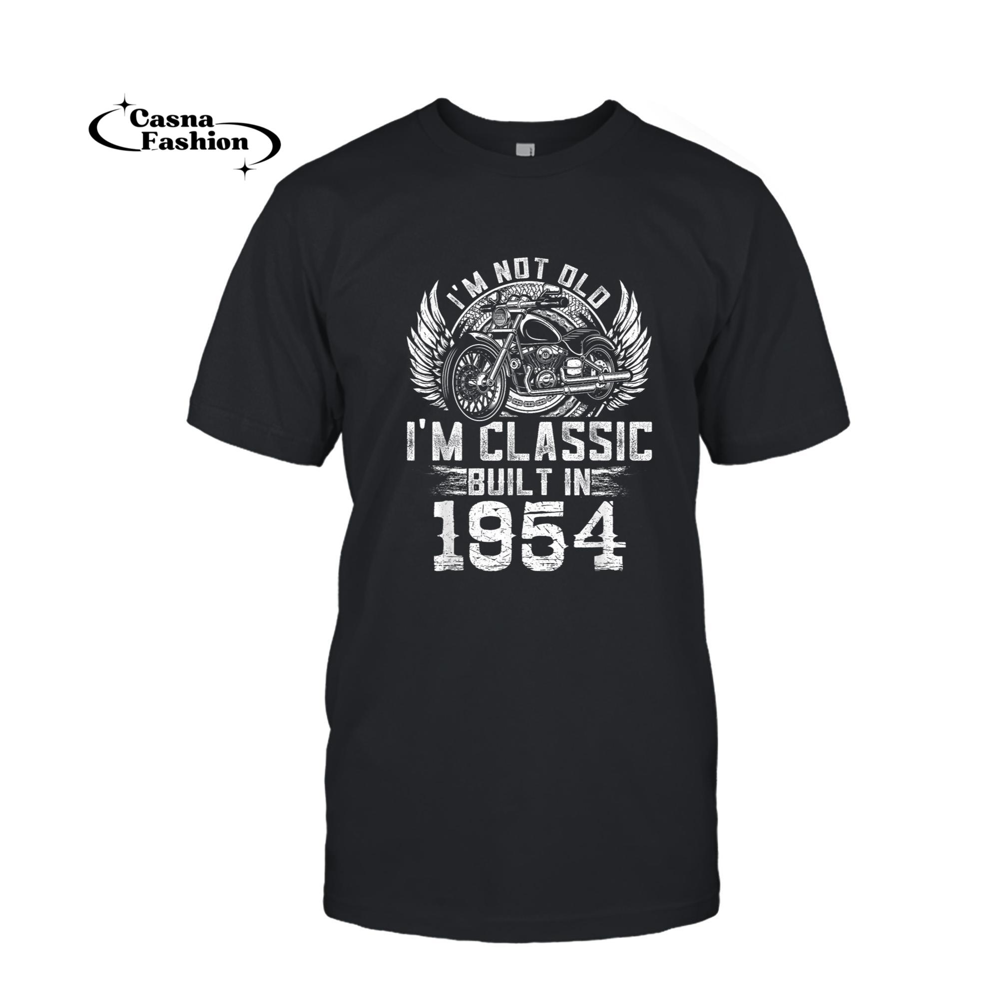 casnafashion_T-shirt_70 years old Vintage Motorcycle 1954 70th Birthday Biker T-Shirt_T-shirt_Black