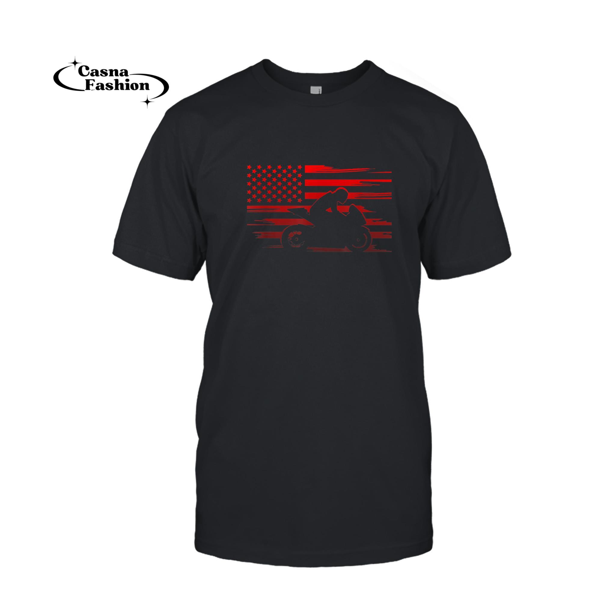 casnafashion_T-shirt_American Flag Motorcycle Clothing - Biker Motorcycle T-Shirt_T-shirt_Black