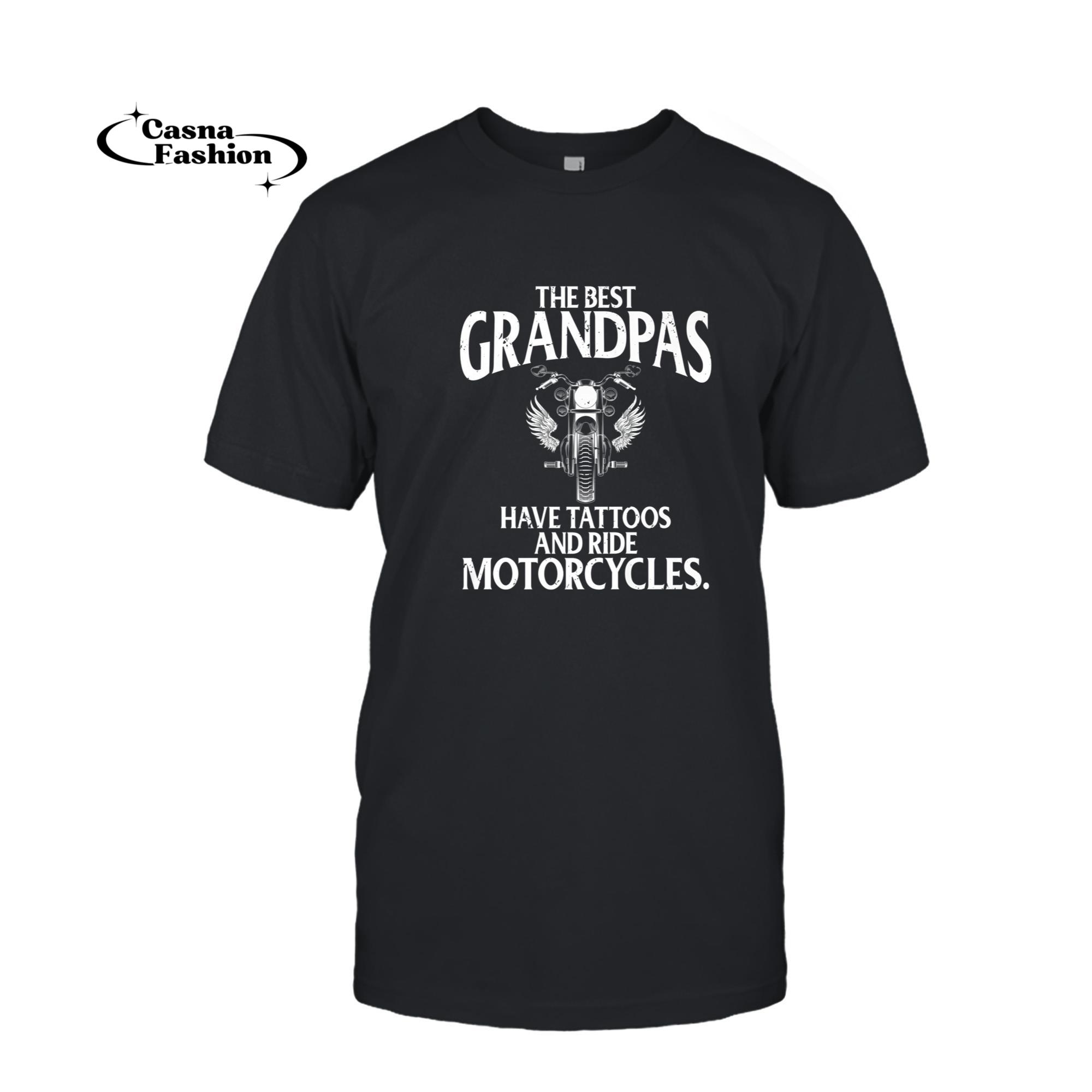 casnafashion_T-shirt_Best Grandpas Have Tattoos and Ride Motorcycles Biker Biking Premium T-Shirt_T-shirt_Black