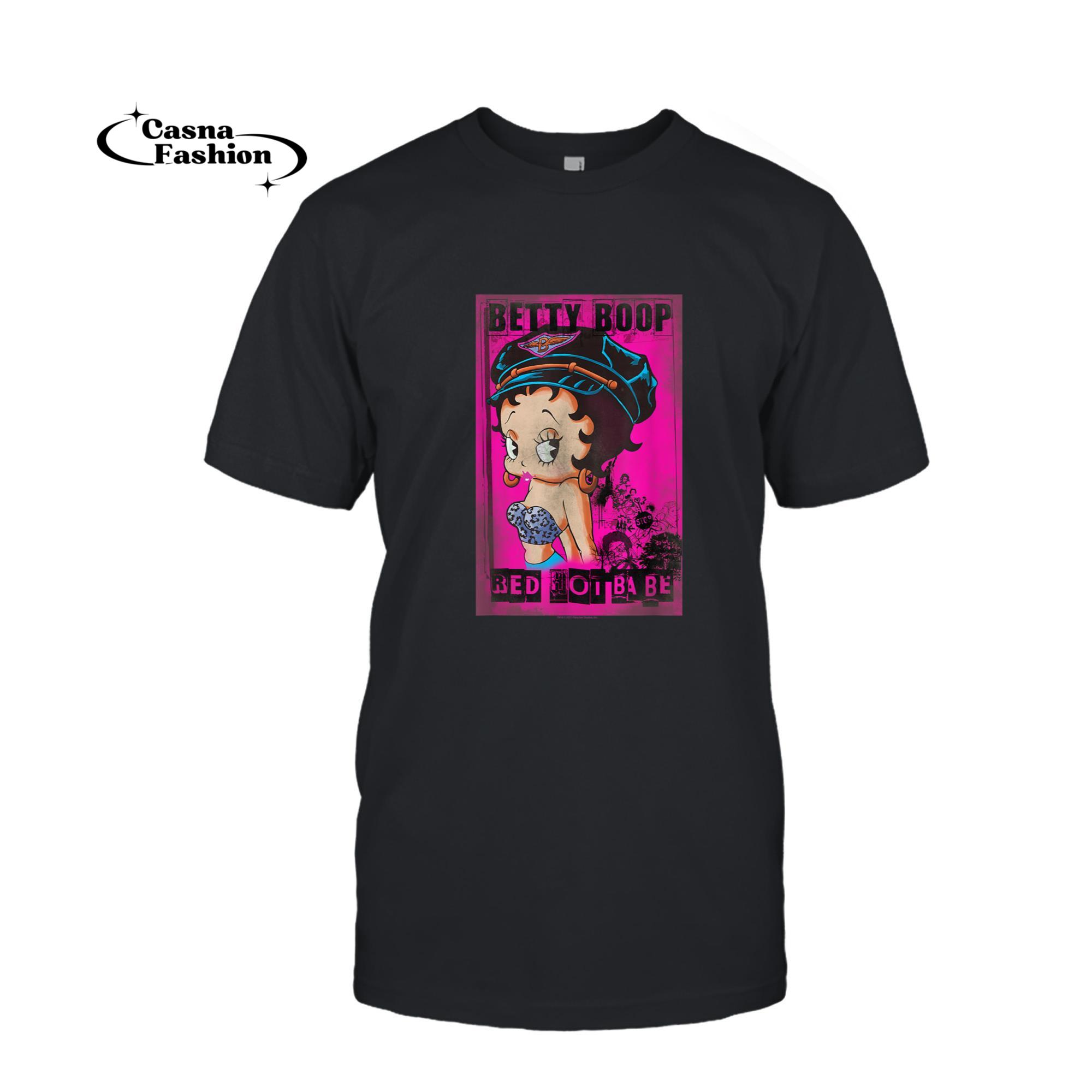 casnafashion_T-shirt_Betty Boop Red Hot Biker Betty T-Shirt_T-shirt_Black