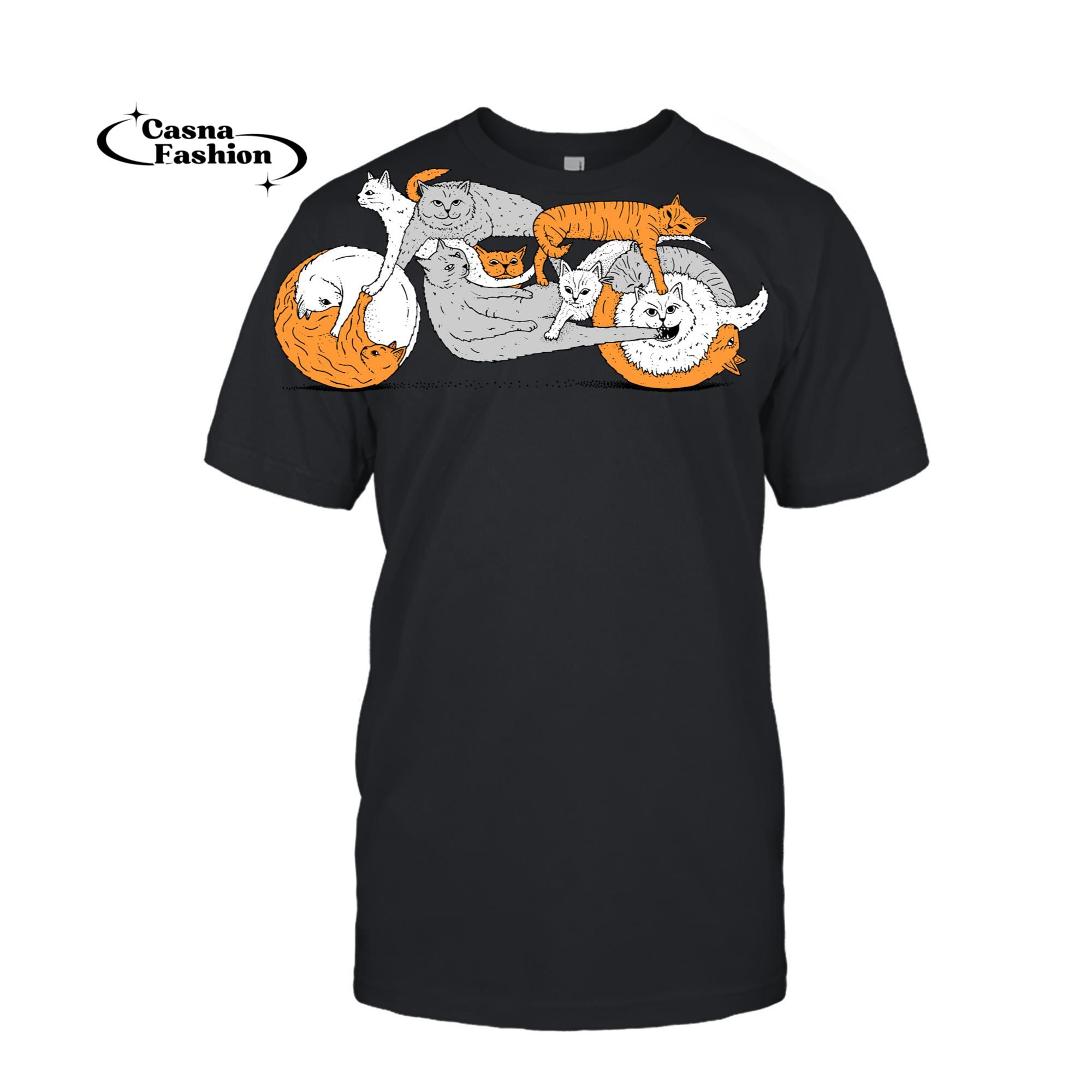 casnafashion_T-shirt_Biker Cat Cafe Racer Motorcycle Kitten T-Shirt_T-shirt_Black