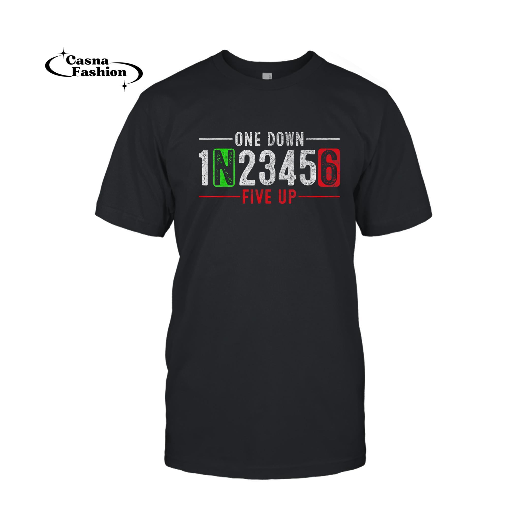 casnafashion_T-shirt_Biker Gear One Down Five Up 1N23456 Motorcycle Gear T-Shirt_T-shirt_Black