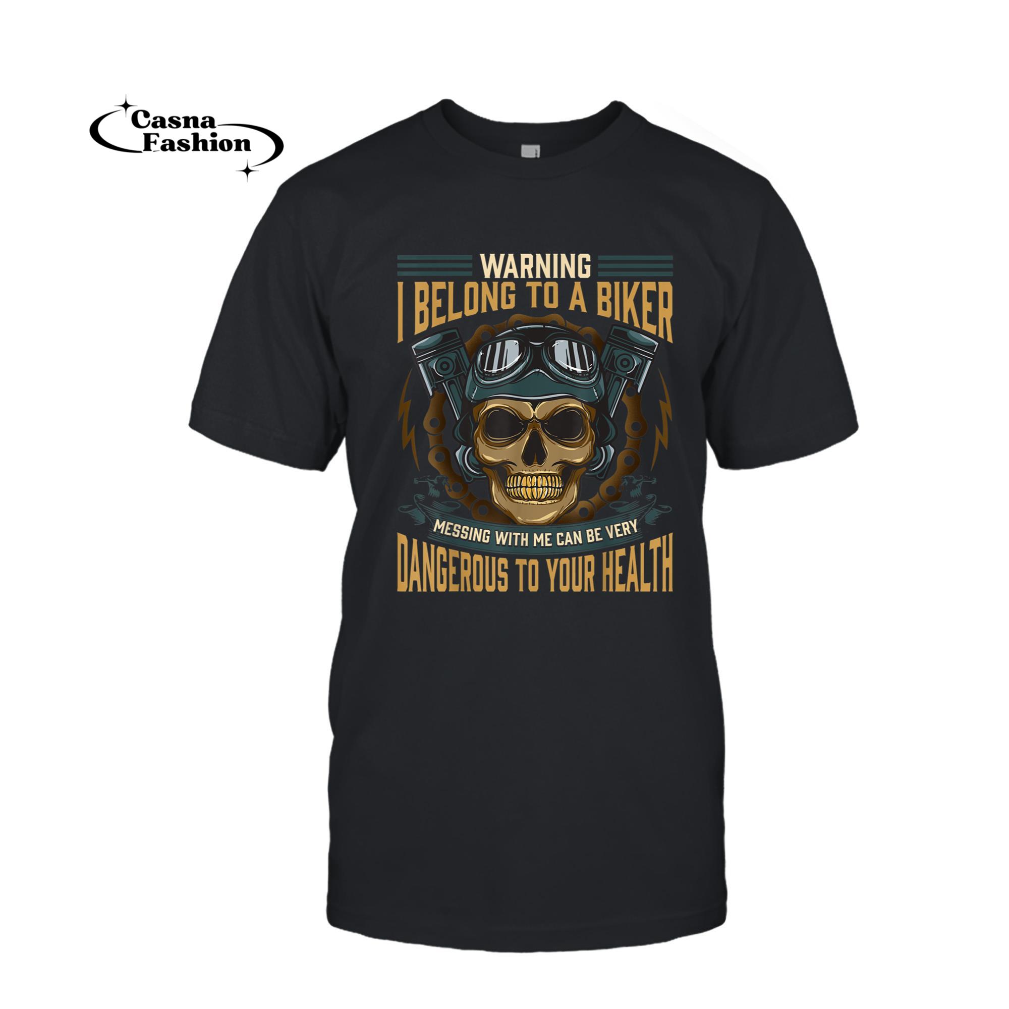 casnafashion_T-shirt_Biker Girlfriend Wife I Belong To A Biker Valentine Skull T-Shirt_T-shirt_Black