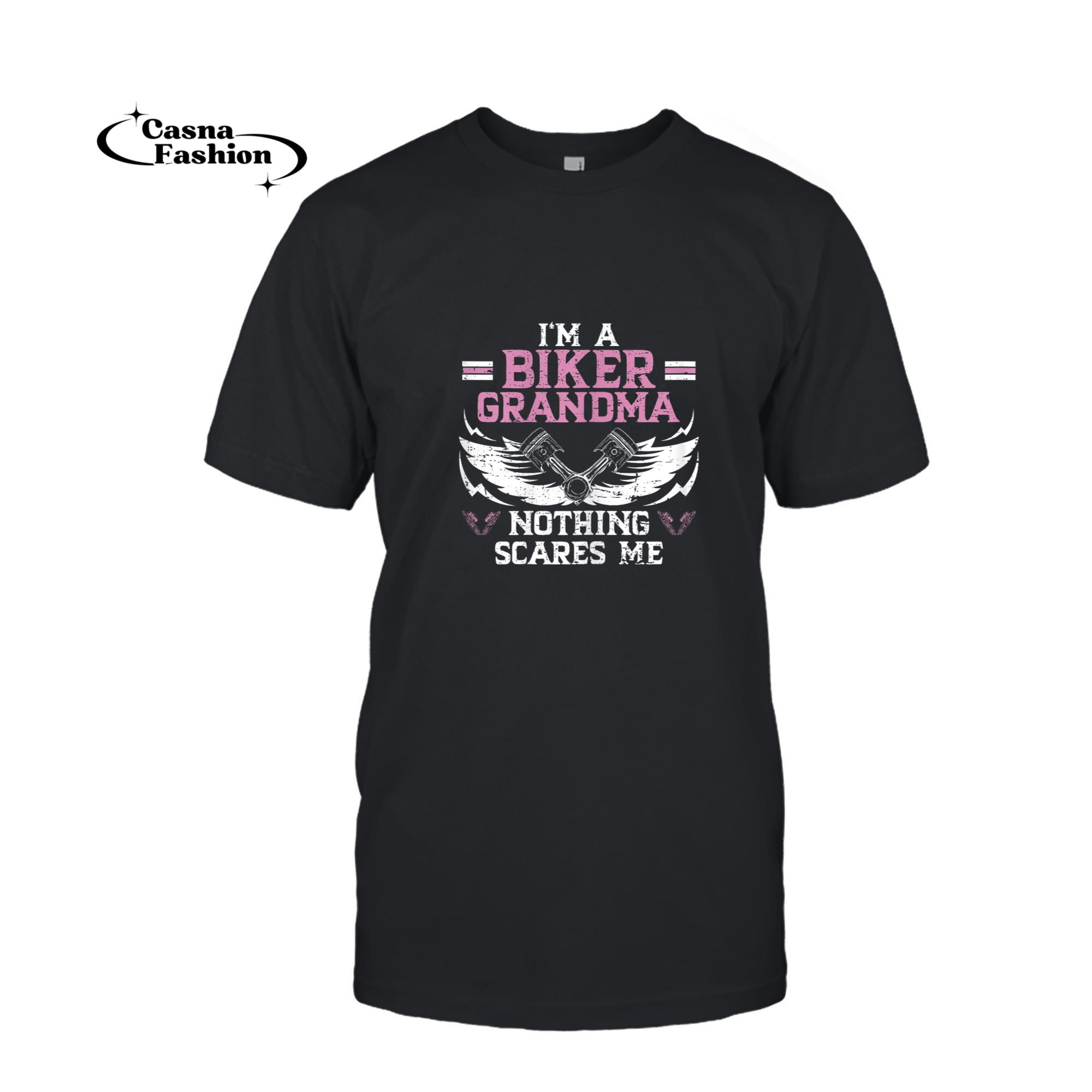 casnafashion_T-shirt_Biker Grandma Motorcycle Vintage Grandmother Motorbike T-Shirt_T-shirt_Black