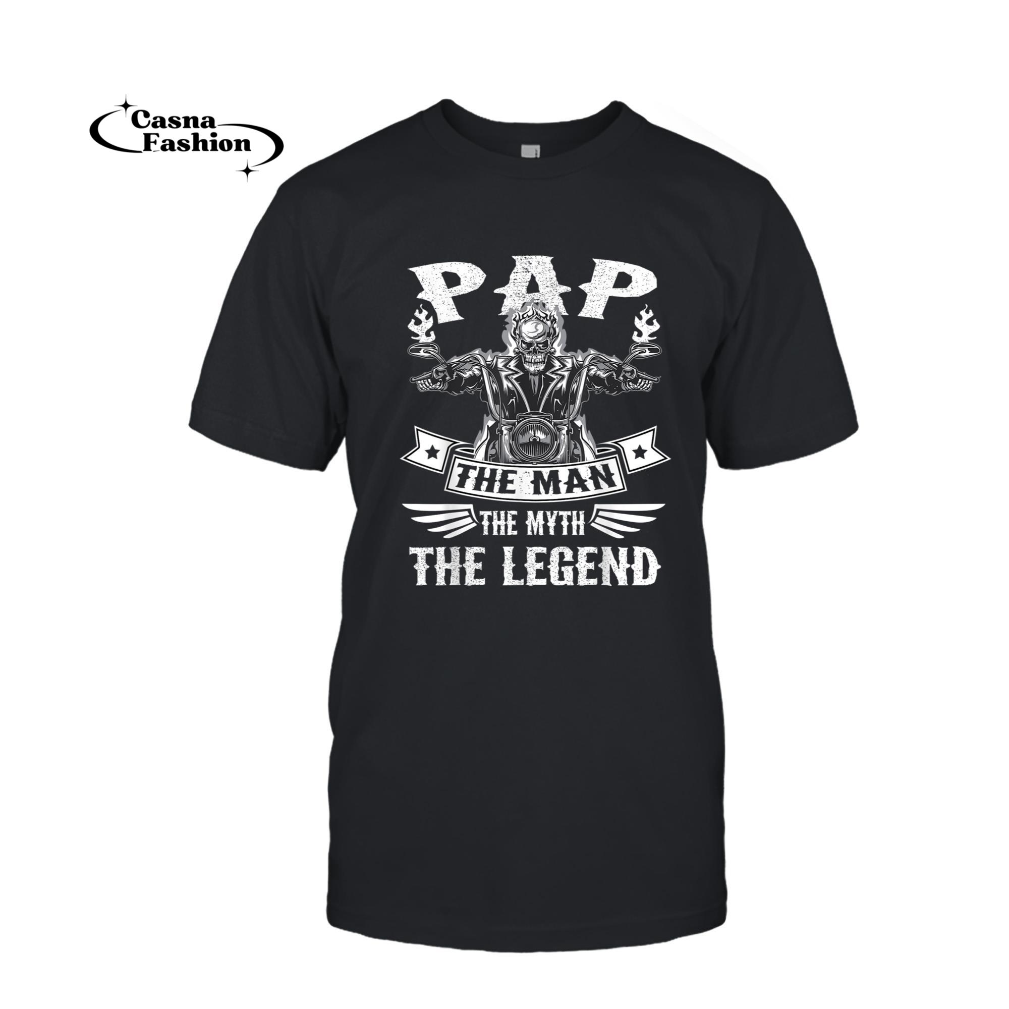 casnafashion_T-shirt_Biker Grandpa - Pap The Man Myth The Legend Motorcycle T-Shirt_T-shirt_Black