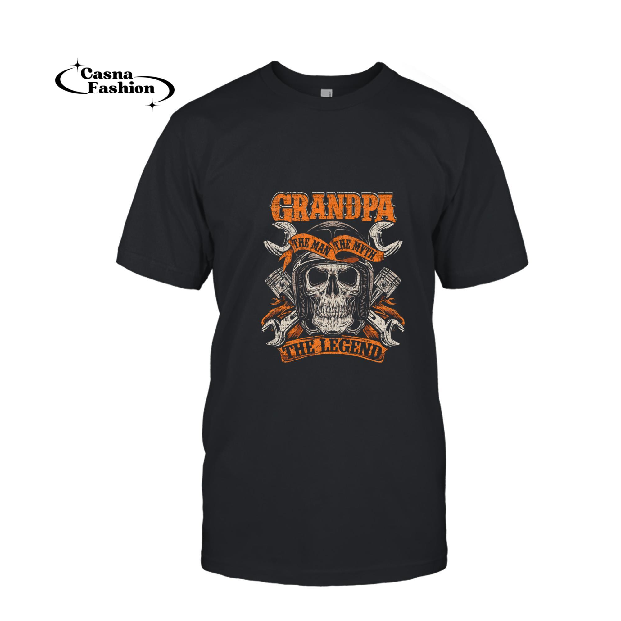 casnafashion_T-shirt_Biker Grandpa The Man Myth Legend On Back Grunge Motorcycle Pullover Hoodie_T-shirt_Black