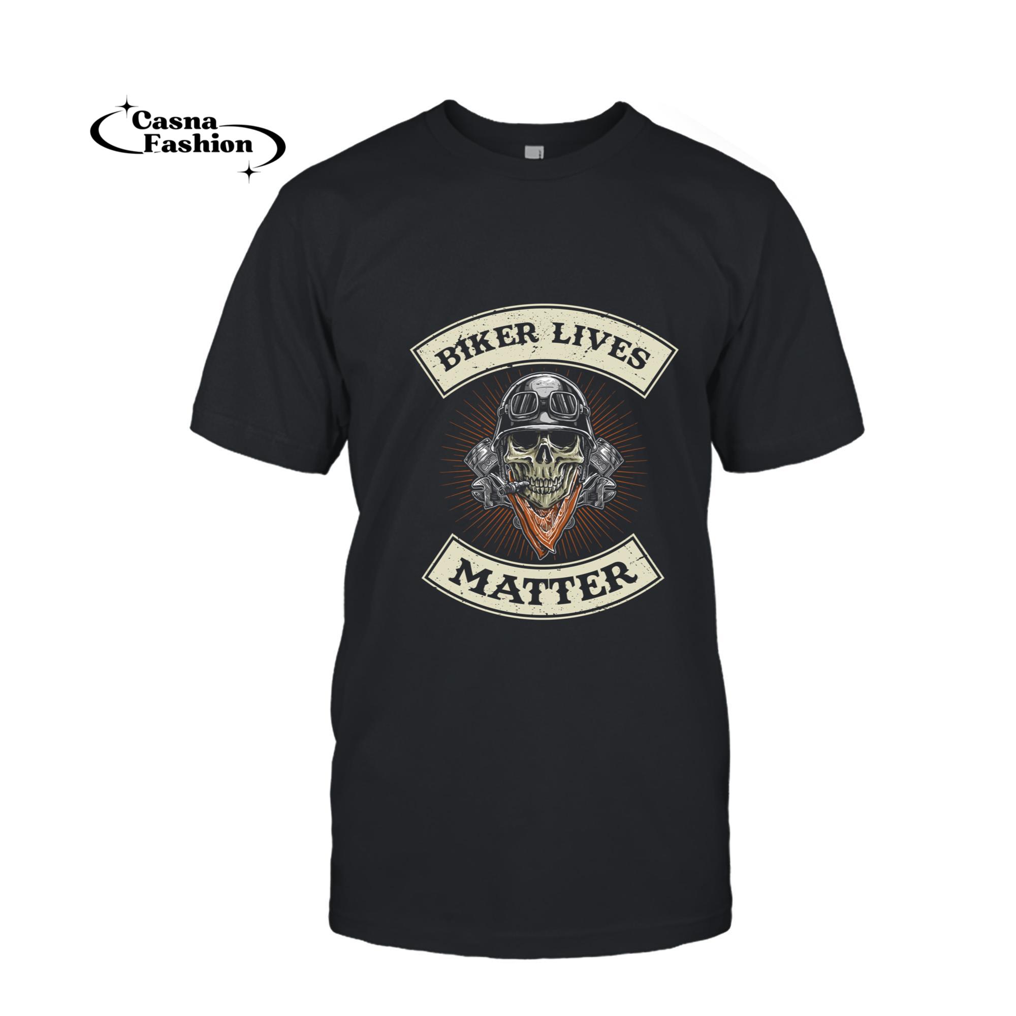 casnafashion_T-shirt_Biker Lives Matter Motorcycle Quotes Skull Flames Pullover Hoodie_T-shirt_Black