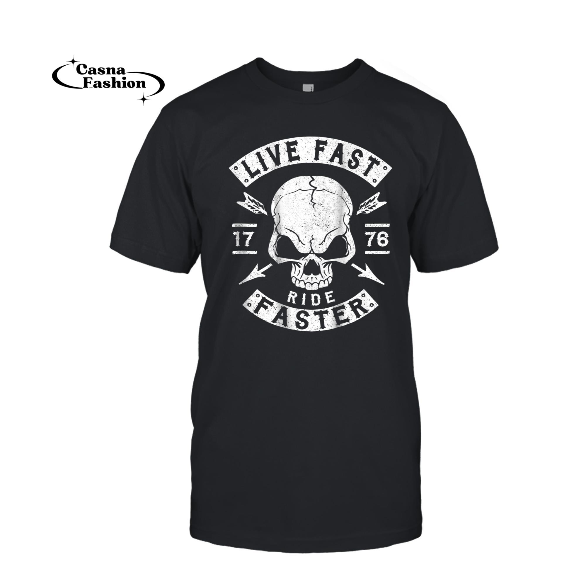 casnafashion_T-shirt_Biker Shirt, Motorcycle T Shirt, Biker Gang Shirt BACK PRINT_T-shirt_Black