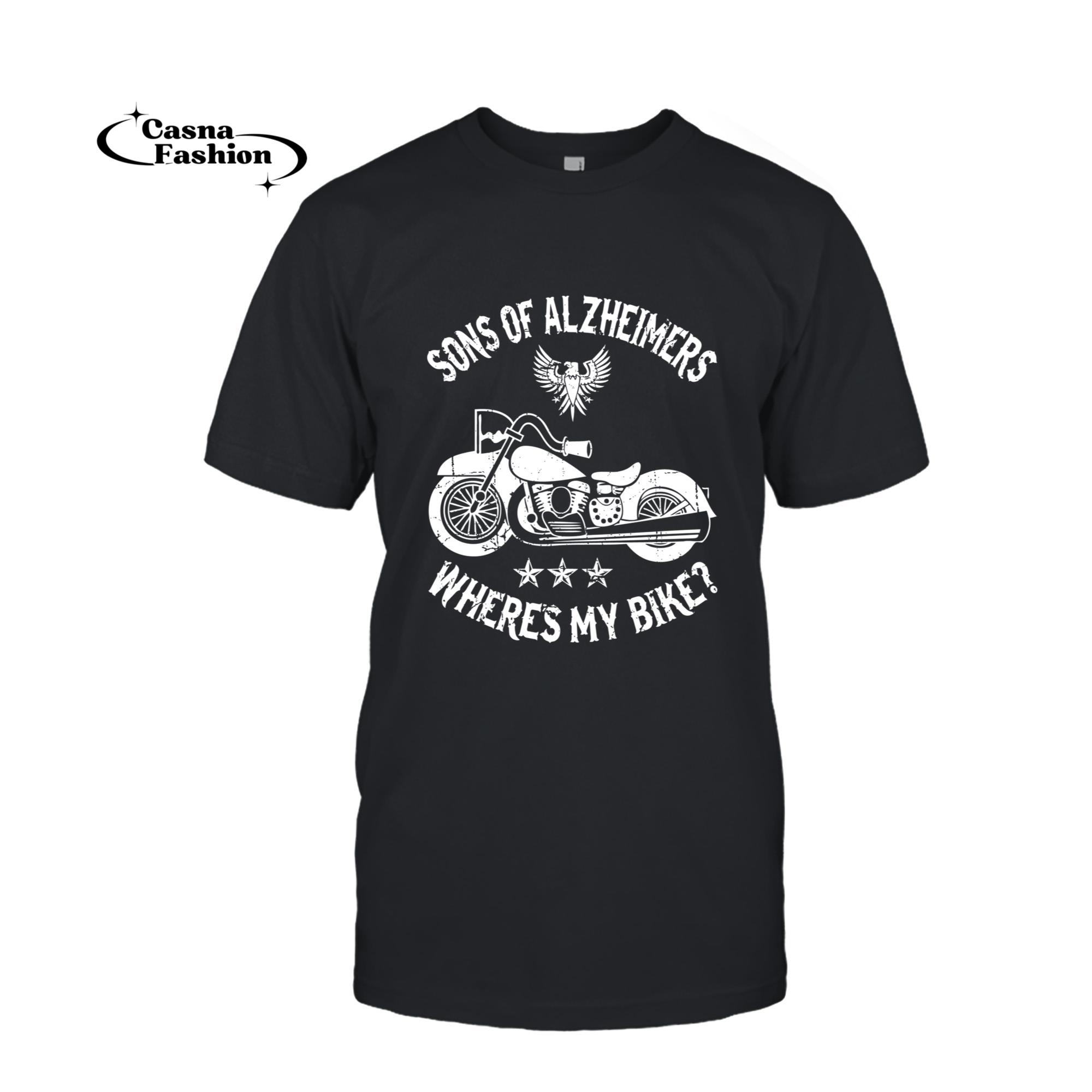 casnafashion_T-shirt_Biker Sons Alzheimers Wheres My Bike Tshirt Long Sleeve T-Shirt_T-shirt_Black