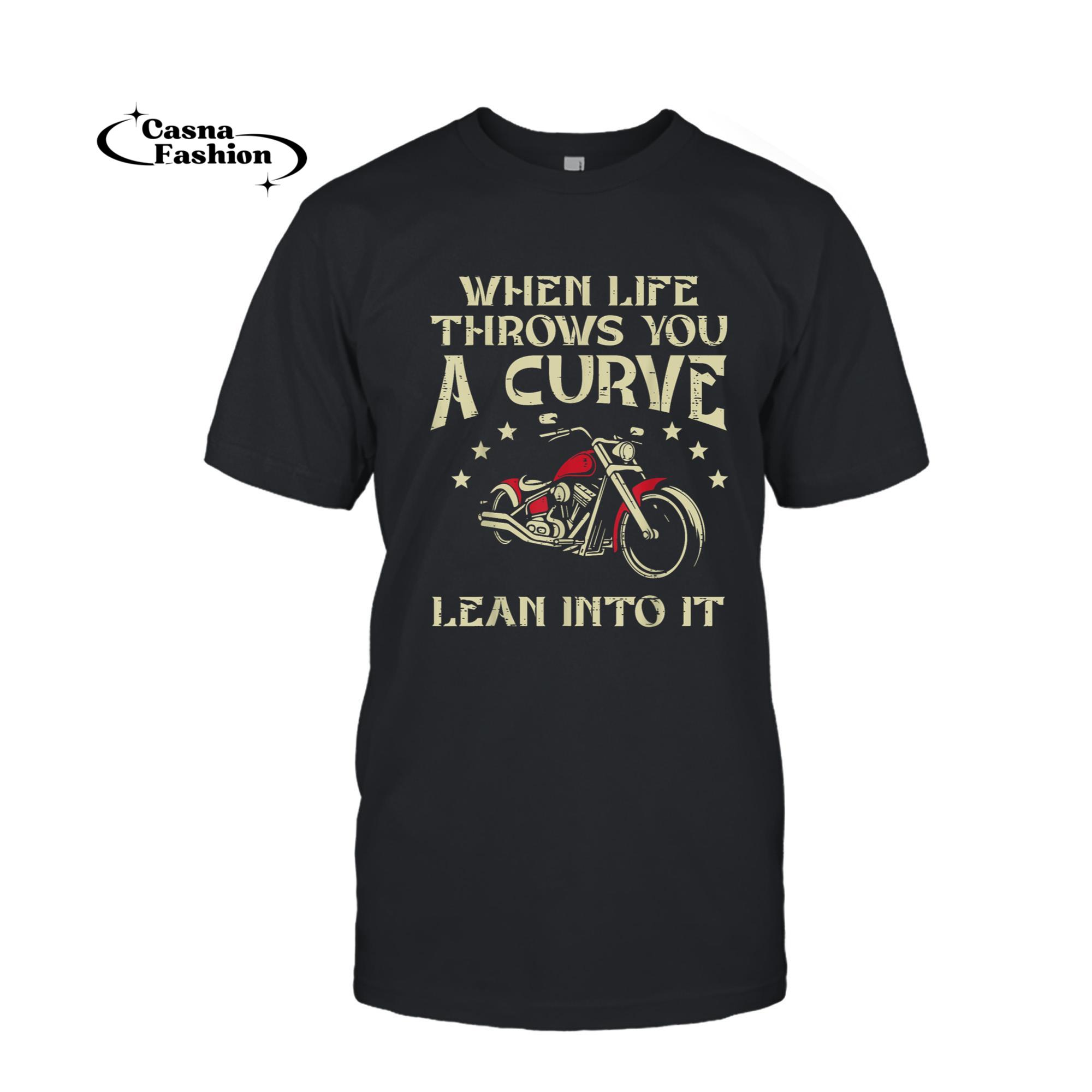 casnafashion_T-shirt_Biker When Life Throws You A Curve Motorcycle Men Women Kids T-Shirt_T-shirt_Black