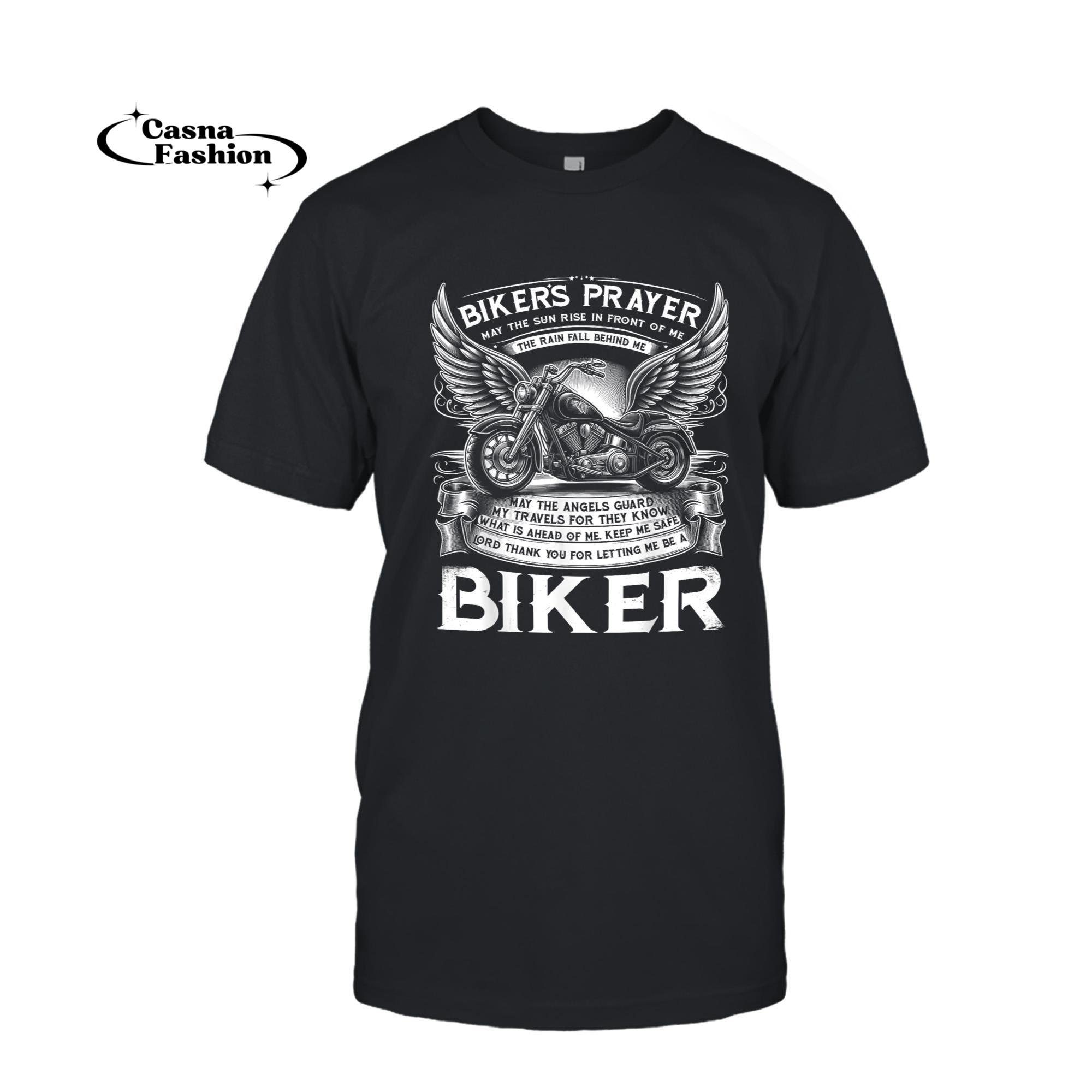 casnafashion_T-shirt_Biker's Prayer Vintage Motorcycle Biker Motorcycling Mens T-Shirt_T-shirt_Black