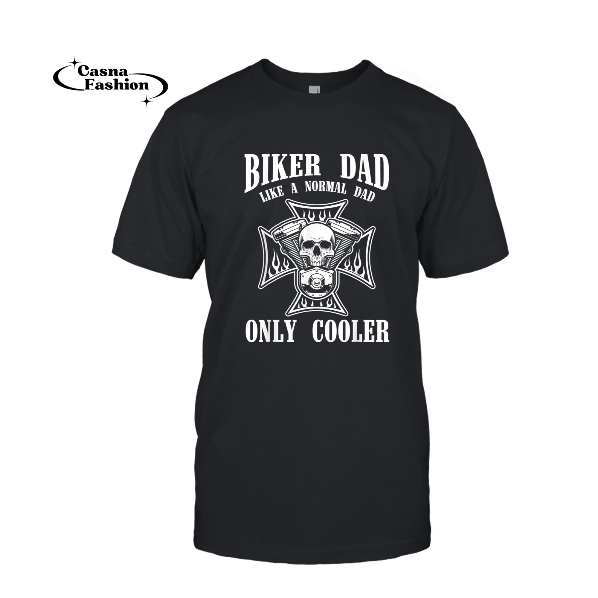 casnafashion_T-shirt_Biking Men Fathers Day Gift Biker Dad Motorcycle Ride Biker T-Shirt_T-shirt_Black