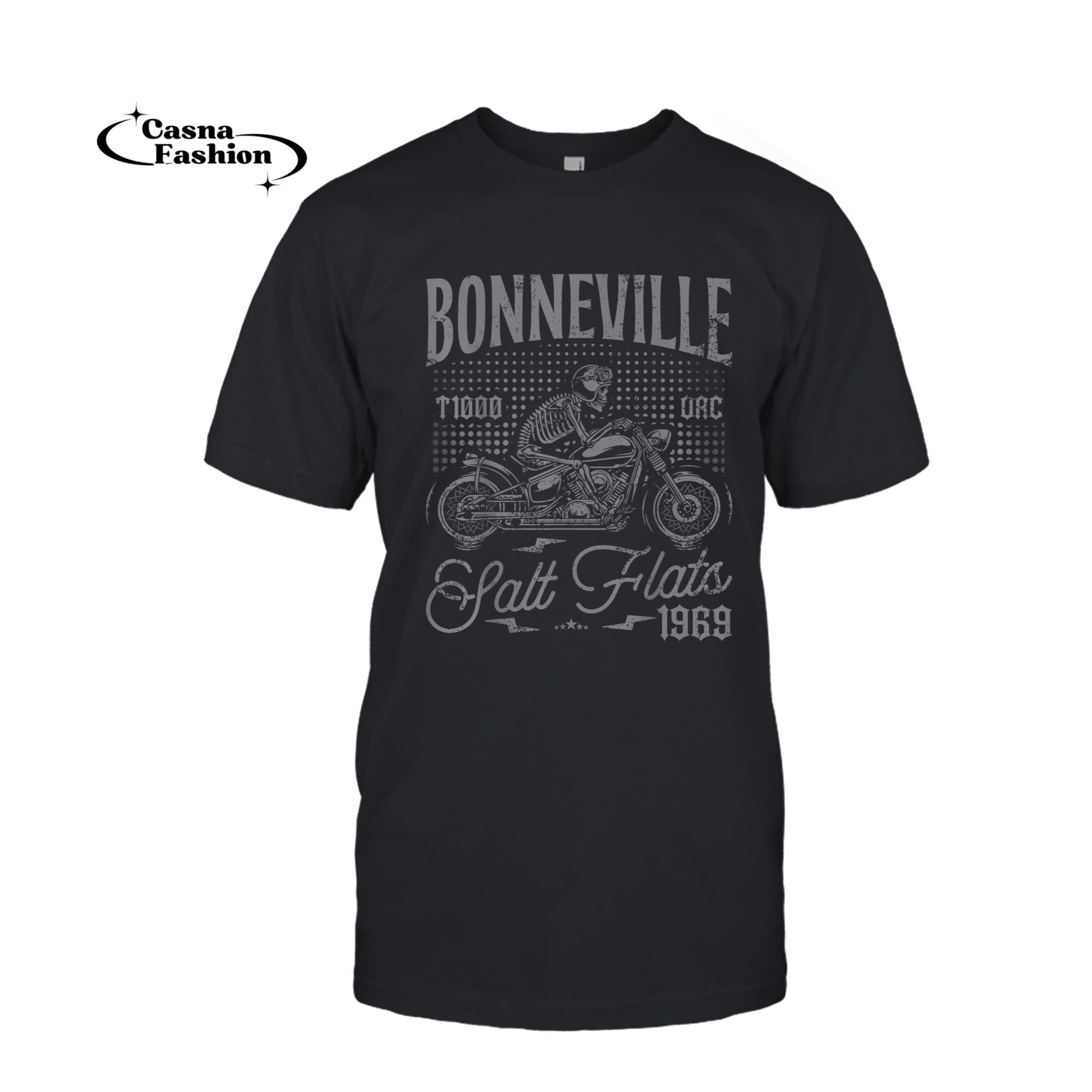 casnafashion_T-shirt_Bonneville Salt Flats Motorcycle Racing Vintage Biker T-Shirt_T-shirt_Black