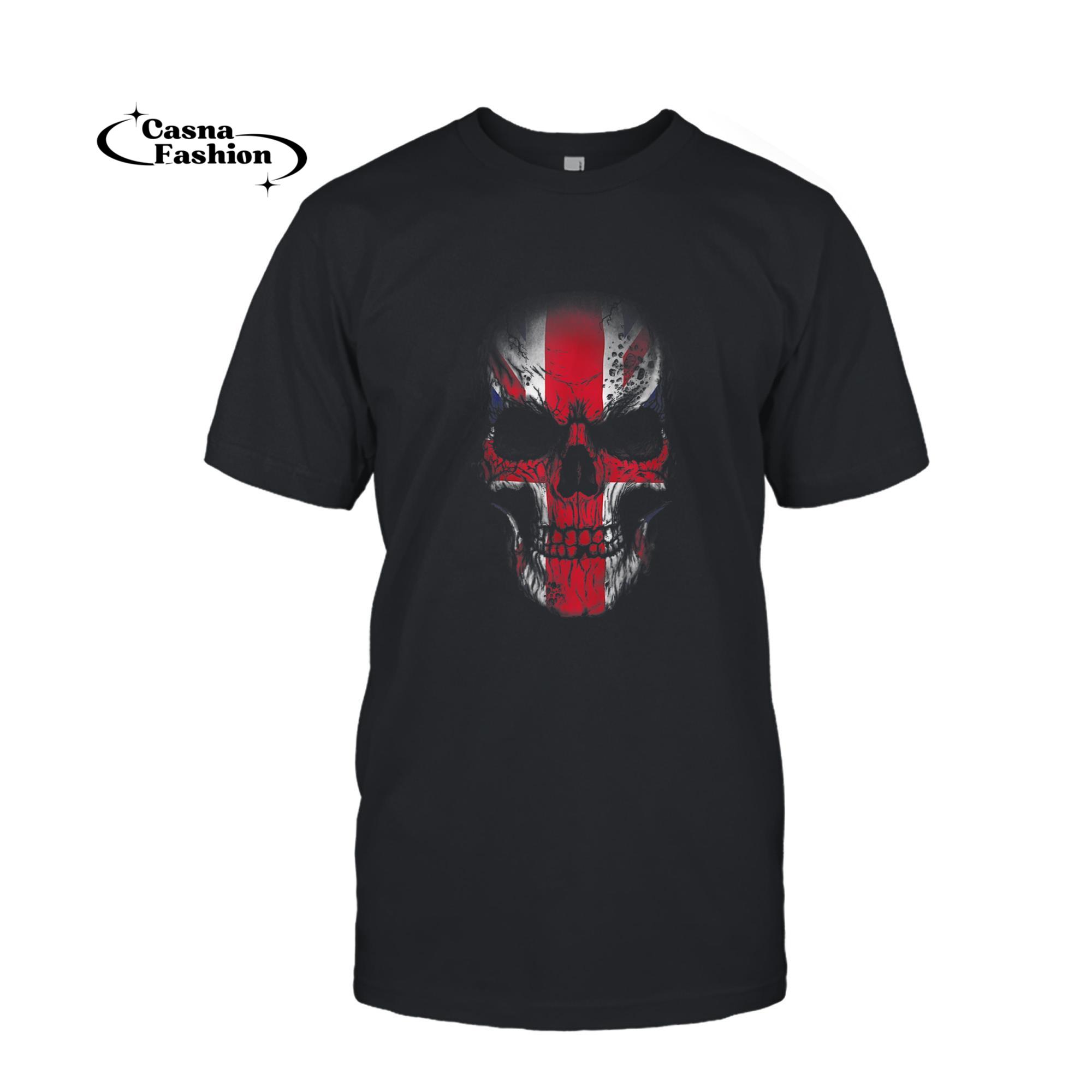 casnafashion_T-shirt_British Union Jack Skull Motorbike Biker T Shirt Rock Metal T-Shirt_T-shirt_Black