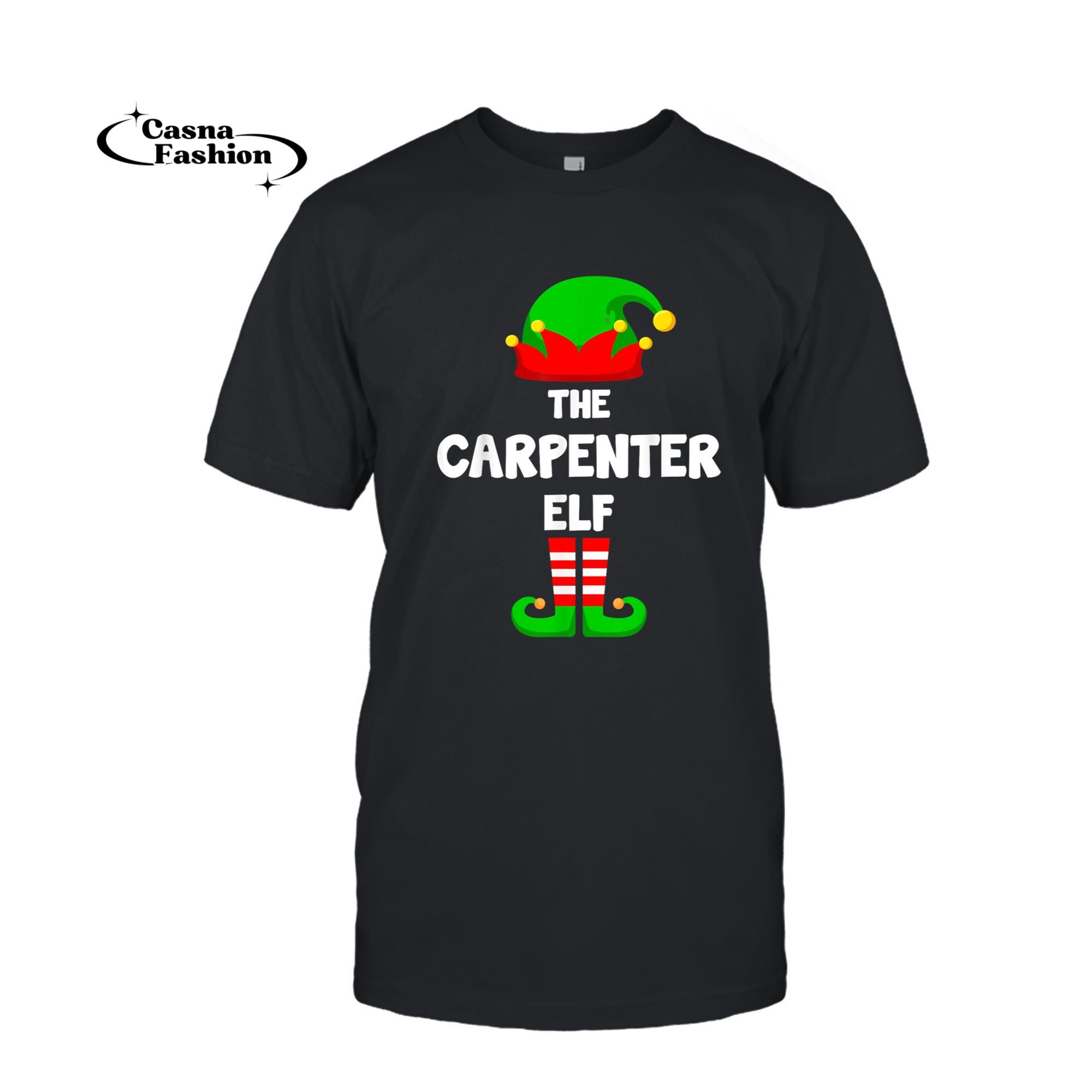 casnafashion_T-shirt_Carpenter Elf Matching Family Christmas T-Shirt_T-shirt_Black