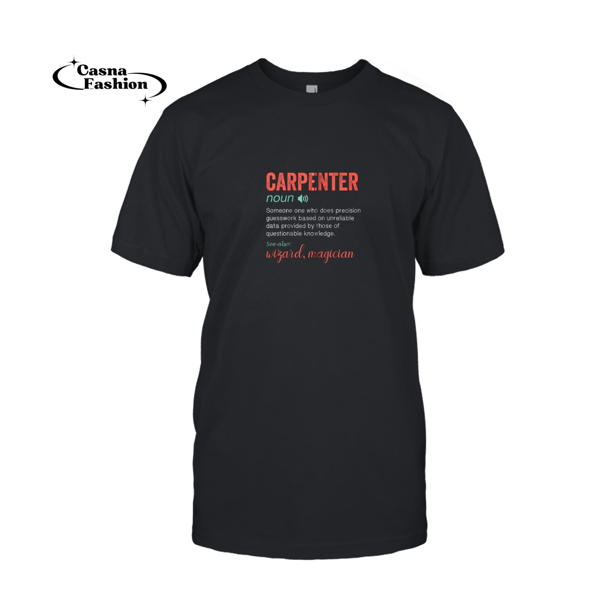 casnafashion_T-shirt_Carpenter Funny Definition Precision Guesswork Woodwork Zip Hoodie_T-shirt_Black