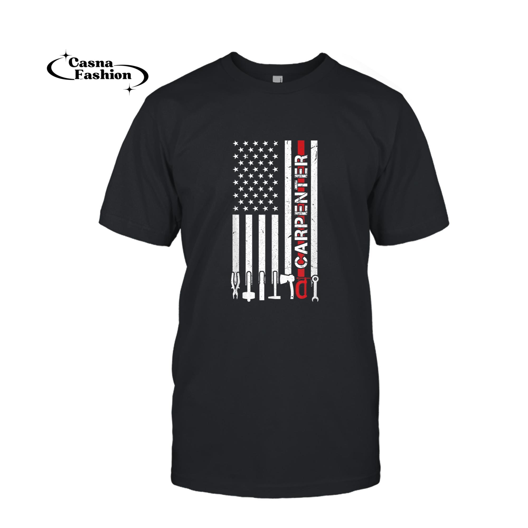 casnafashion_T-shirt_Carpenter USA Flag - Woodworking Cabinet Maker Tools Gift T-Shirt_T-shirt_Black