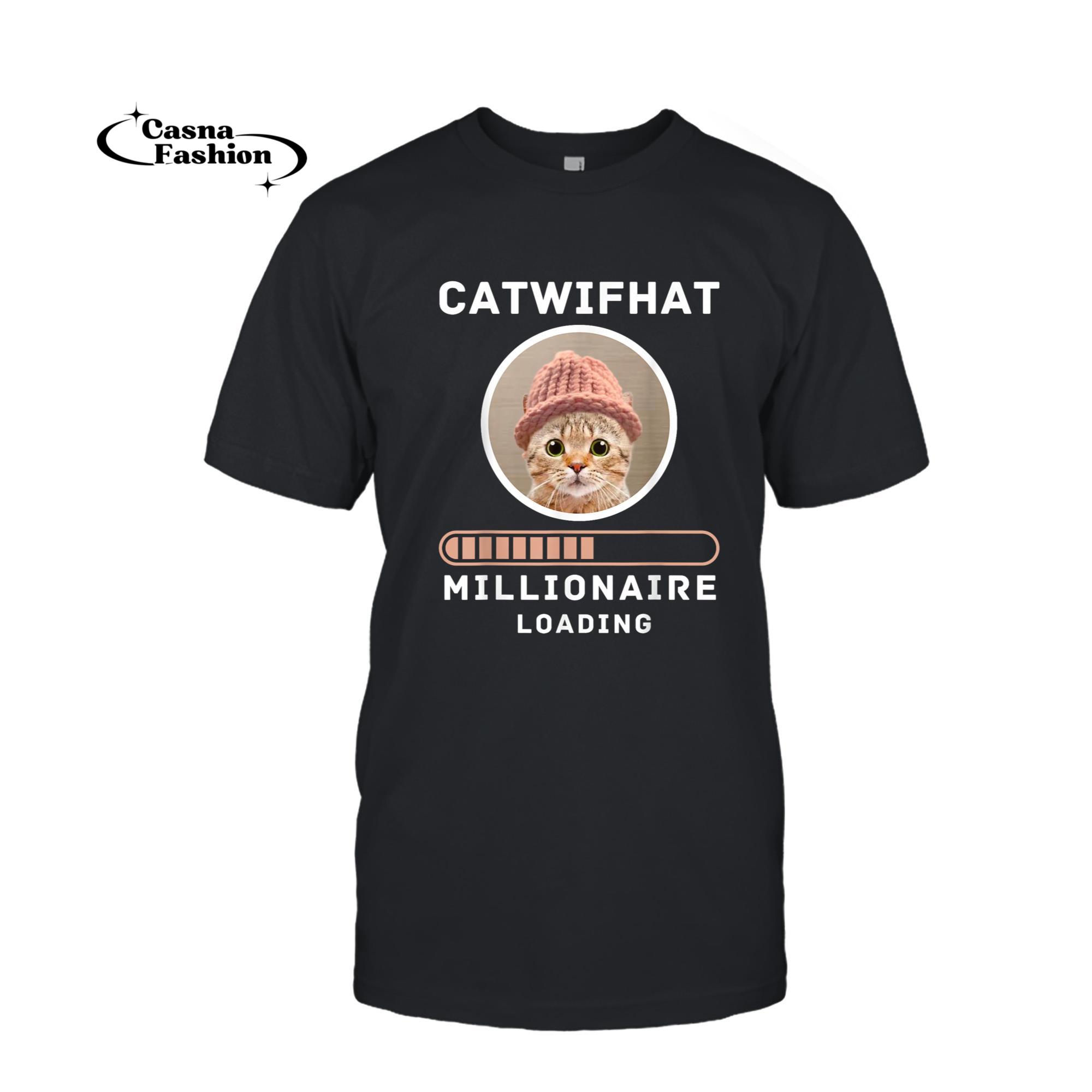 casnafashion_T-shirt_Cat Wif Hat Millionaire Loading Crypto Meme Shitcoin T-Shirt_T-shirt_Black