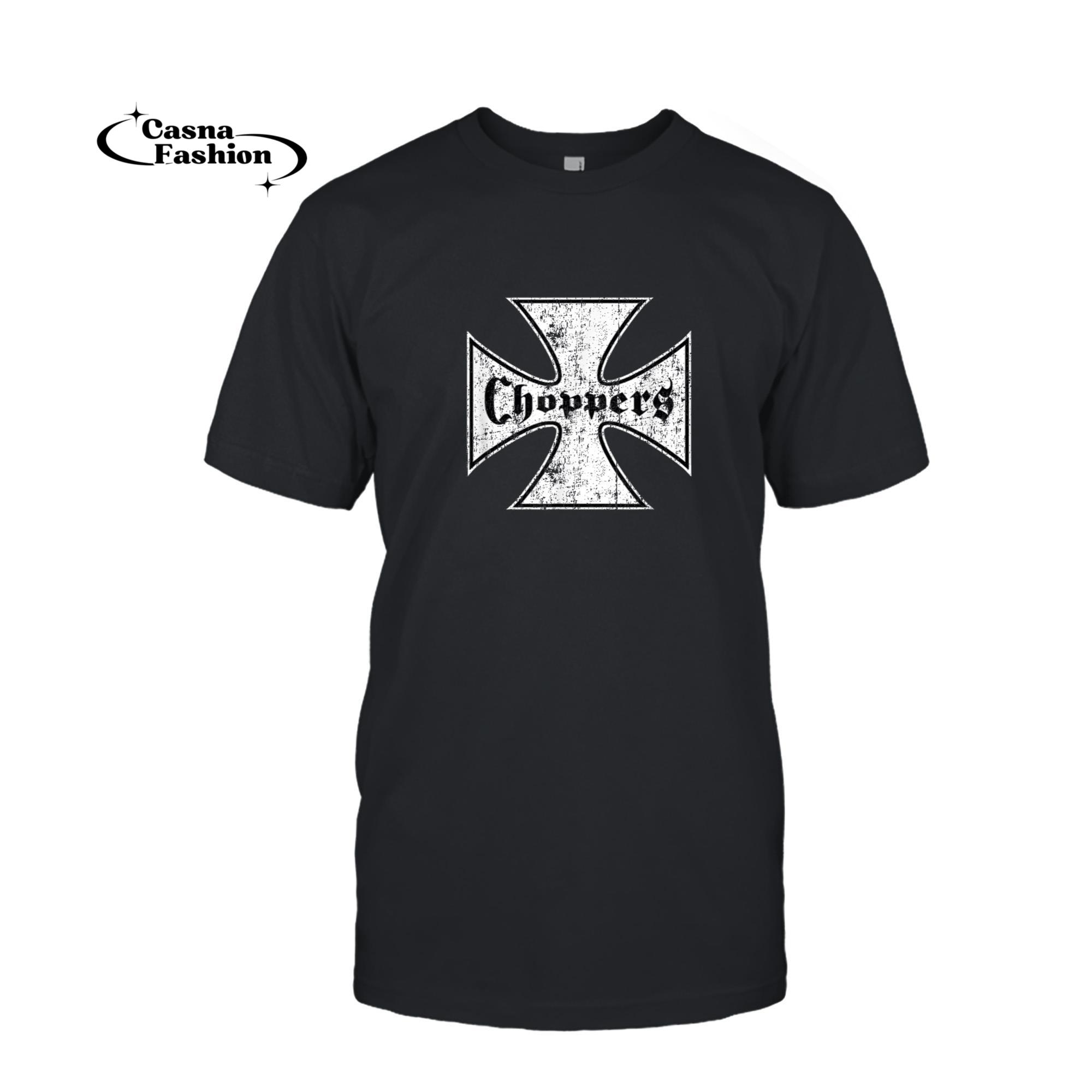 casnafashion_T-shirt_Choppers Iron Cross Cool Vintage Biker T-Shirt_T-shirt_Black