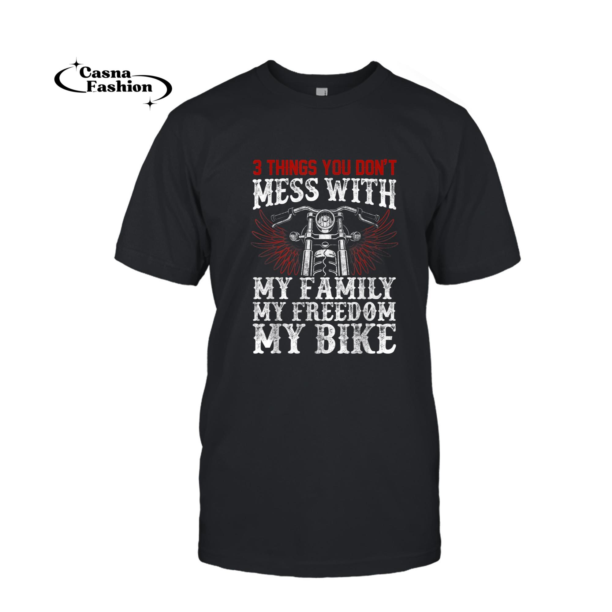 casnafashion_T-shirt_Classic Motorcycle Biker My Family My Freedom My Bike T-Shirt_T-shirt_Black