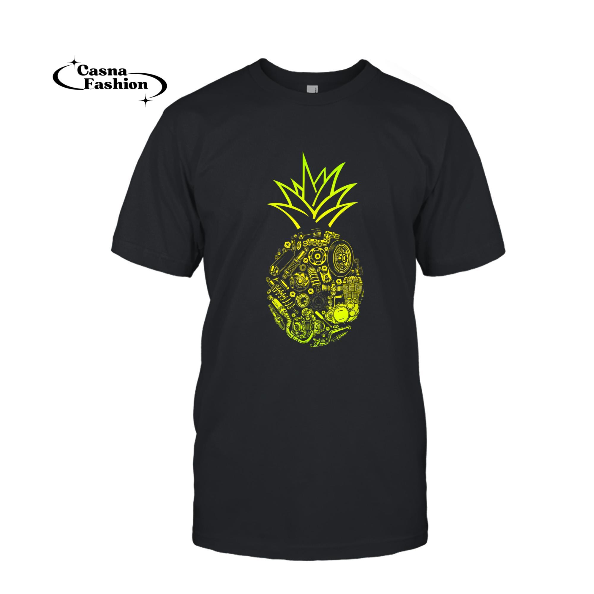 casnafashion_T-shirt_Classic Motorcycle Biker Pineapple T-Shirt_T-shirt_Black