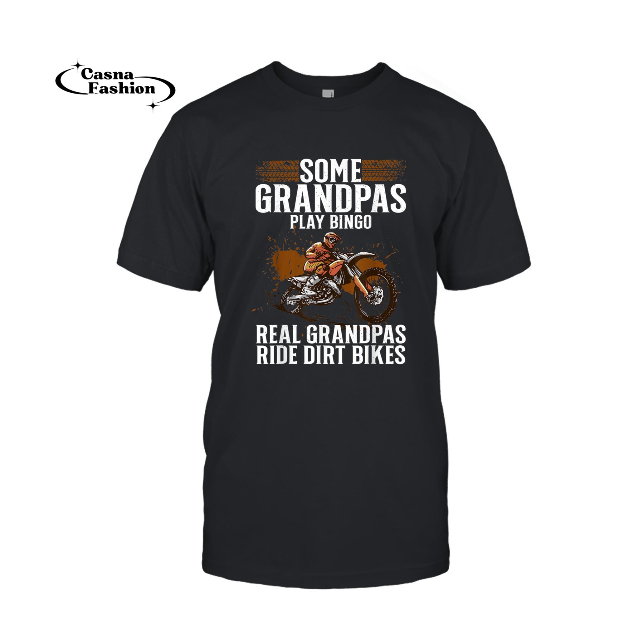 casnafashion_T-shirt_Cool Dirt Bike Art For Grandpa Men Motocross Dirtbike Stunt T-Shirt_T-shirt_Black