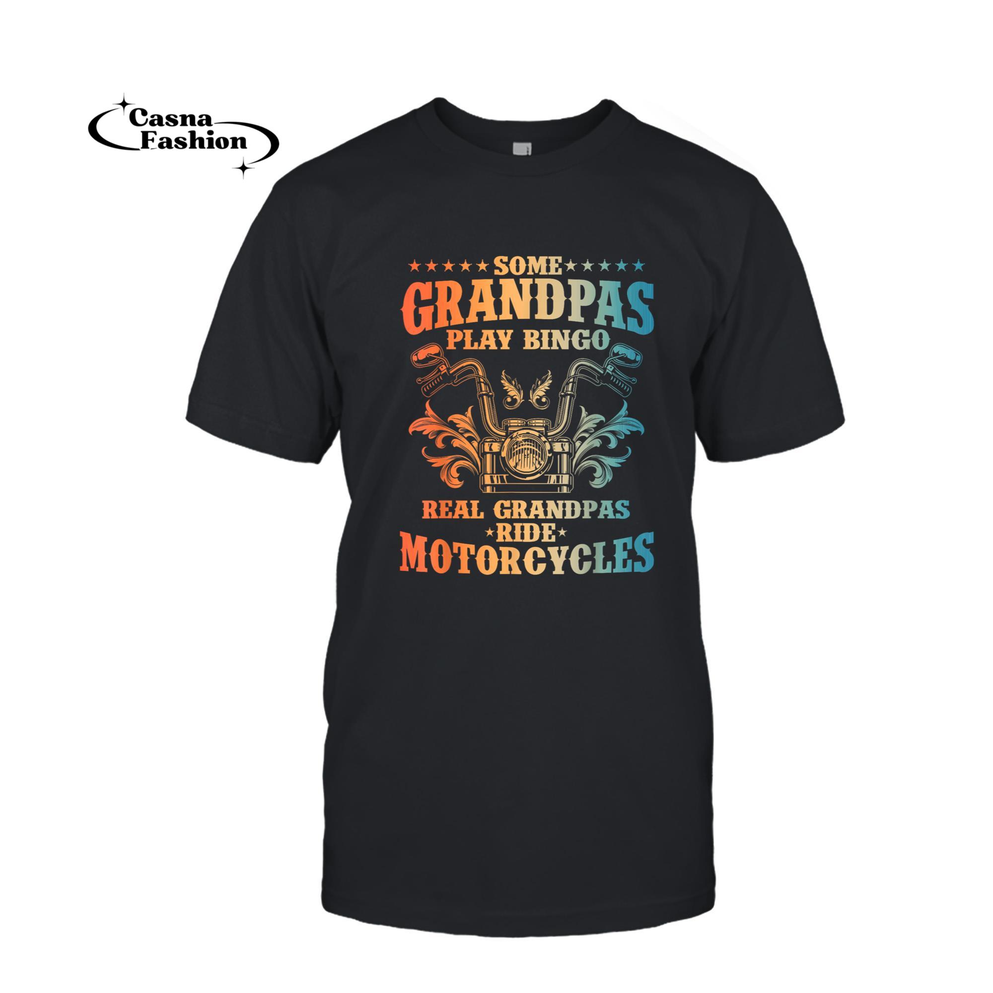 casnafashion_T-shirt_Cool Grandpa Motorcycle Design For Men Biker Motorbike Lover T-Shirt_T-shirt_Black