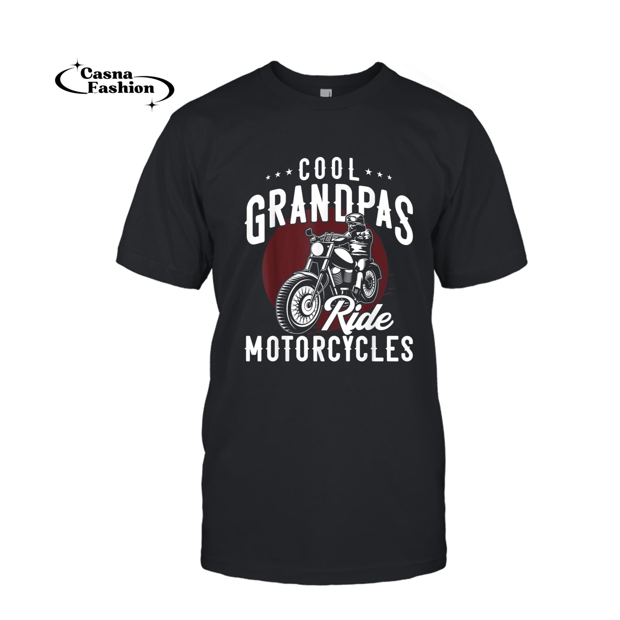 casnafashion_T-shirt_Cool Grandpas Ride Motorcycles Funny Gift Biker Grandad T-Shirt_T-shirt_Black