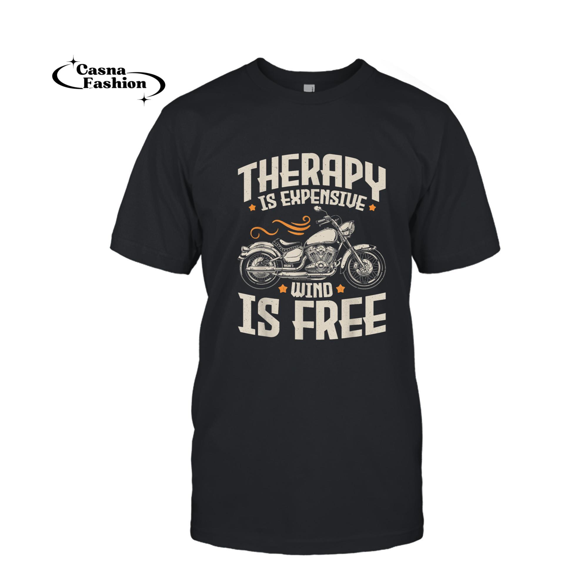 casnafashion_T-shirt_Cool Motorcycle Rider Men Therapy Motorcycle Lovers Biker T-Shirt_T-shirt_Black