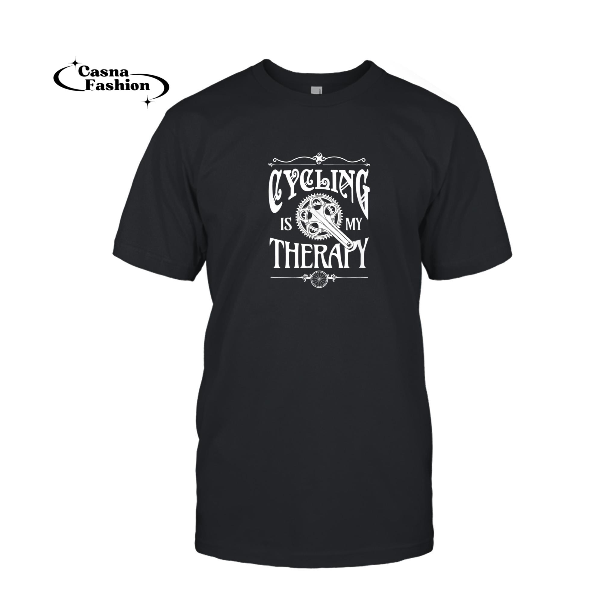 casnafashion_T-shirt_Cycling Is My Therapy Biker T Shirt_T-shirt_Black