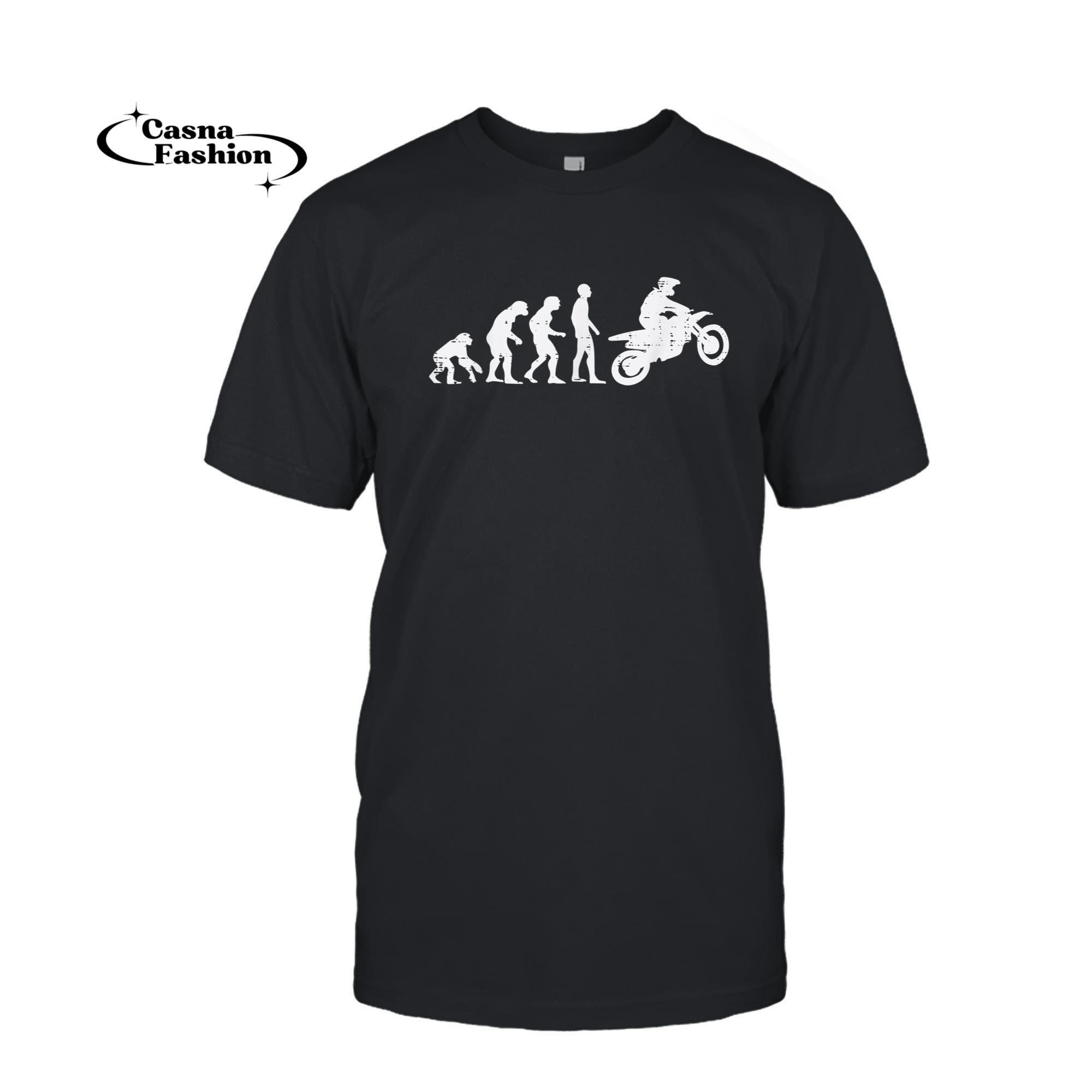 casnafashion_T-shirt_Dirt Bike Evolution Motorcycle Motocross Biker Men Women T-Shirt_T-shirt_Black