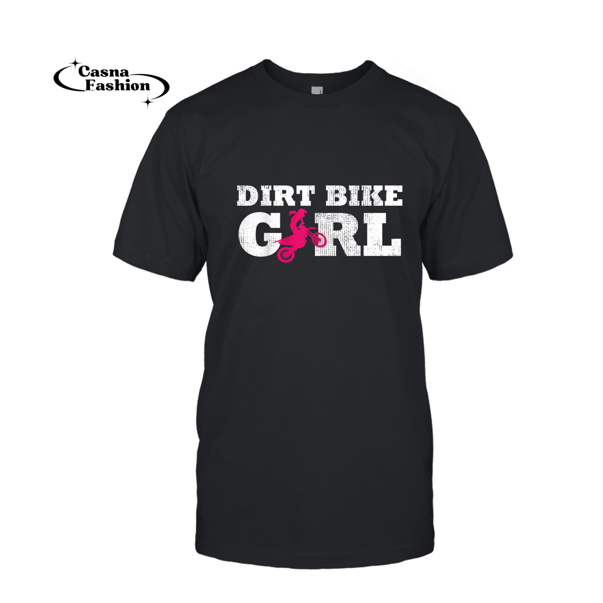 casnafashion_T-shirt_Dirt Bike Girl Motocross Biker Silhouette Sport Gift T-Shirt_T-shirt_Black