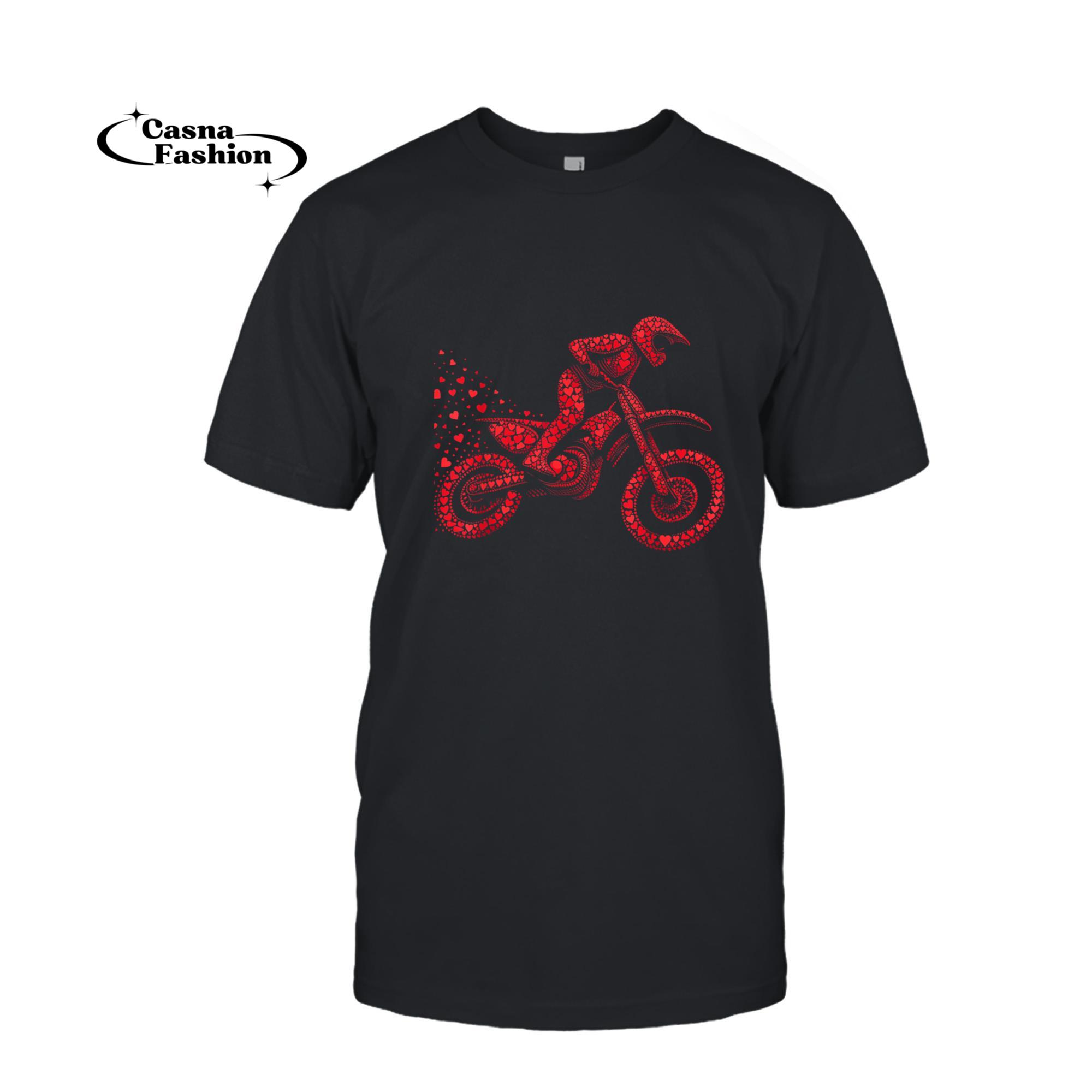 casnafashion_T-shirt_Dirt Bike Heart Biker Boys Womens Mens Valentine Dirt Bike T-Shirt_T-shirt_Black