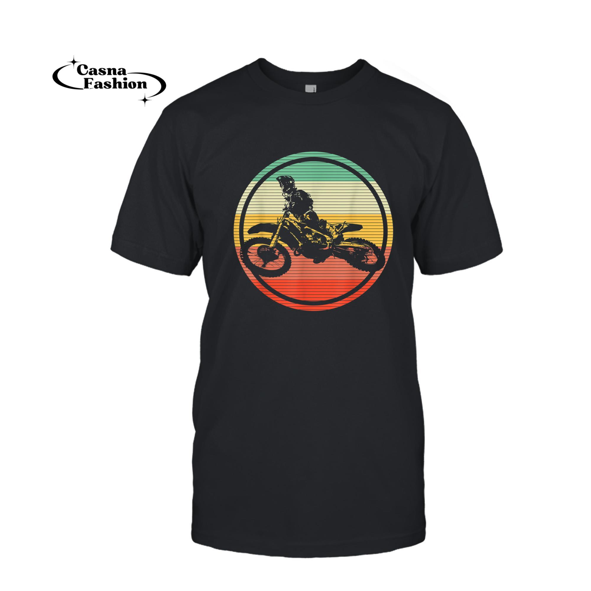 casnafashion_T-shirt_Dirt Bike Retro Motorcycle Rider Motocross Off-Road Biker T-Shirt_T-shirt_Black